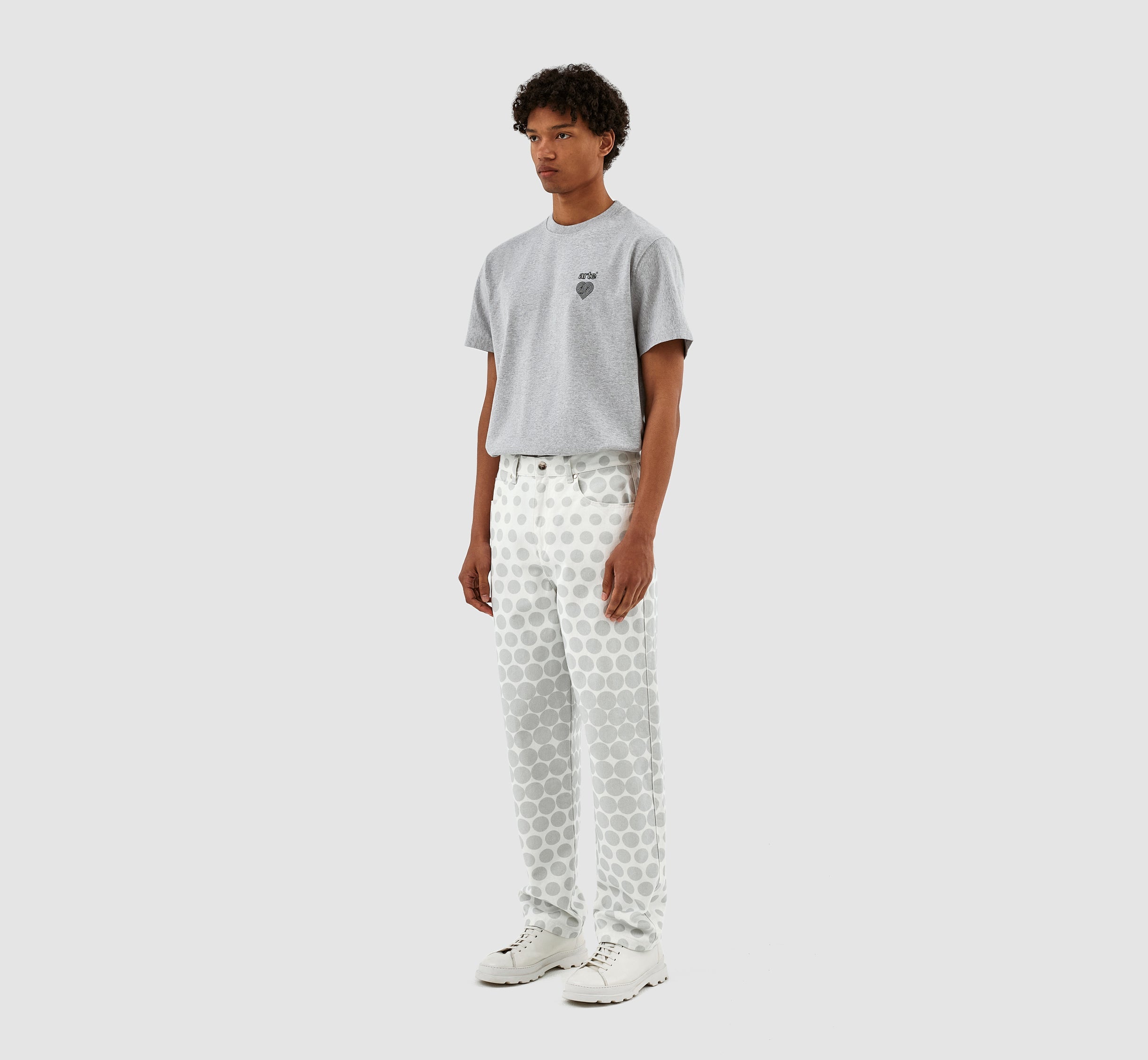 Pantalon à pois Paul - Crème/Gris clair