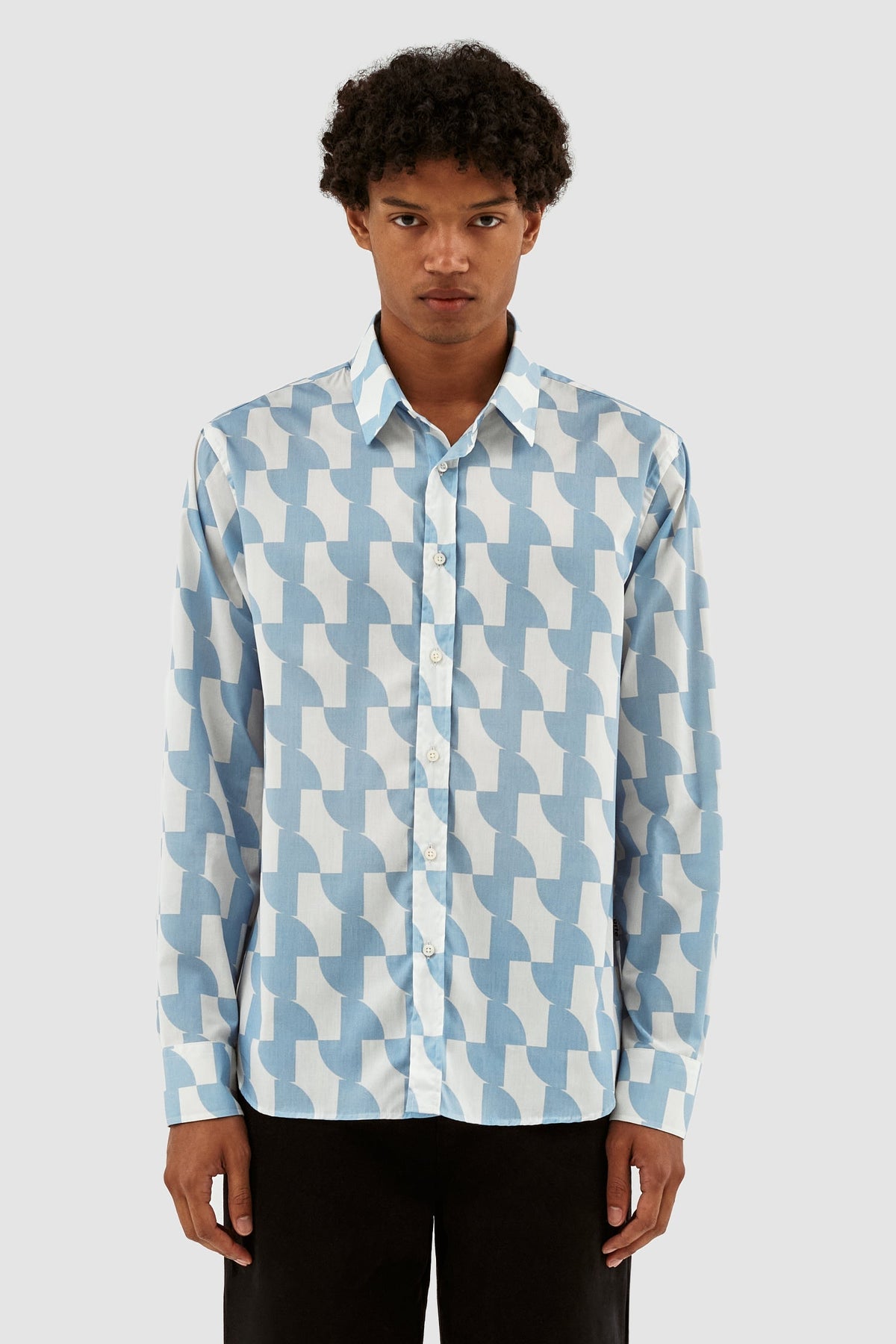 Chemise imprimée Stockton - Bleu clair/blanc