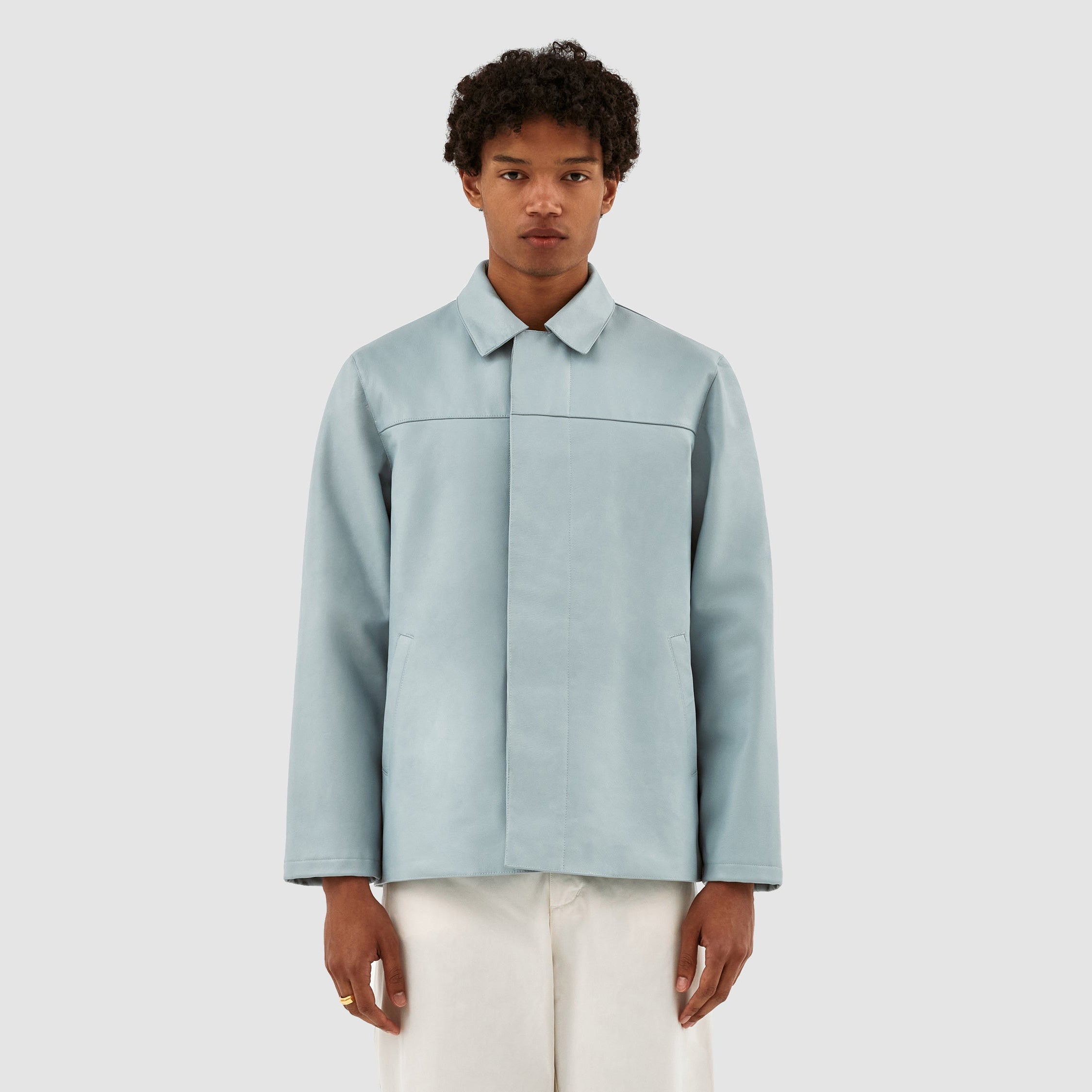 John Leather Jacket - Bleu clair