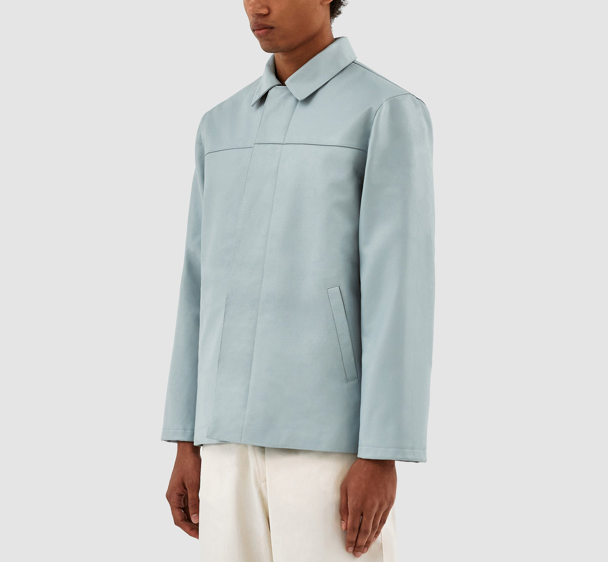 John Leather Jacket - Bleu clair