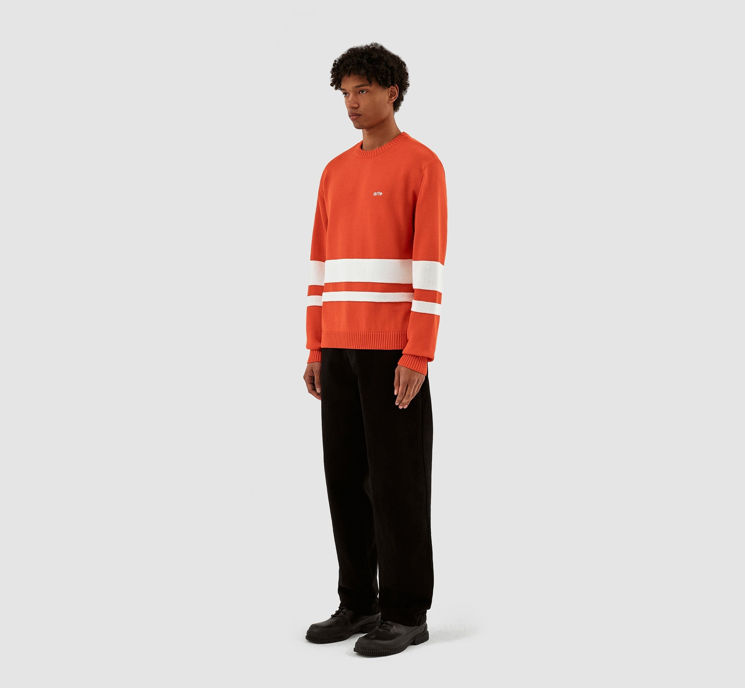 Pull en tricot rayé - Rouge/Blanc