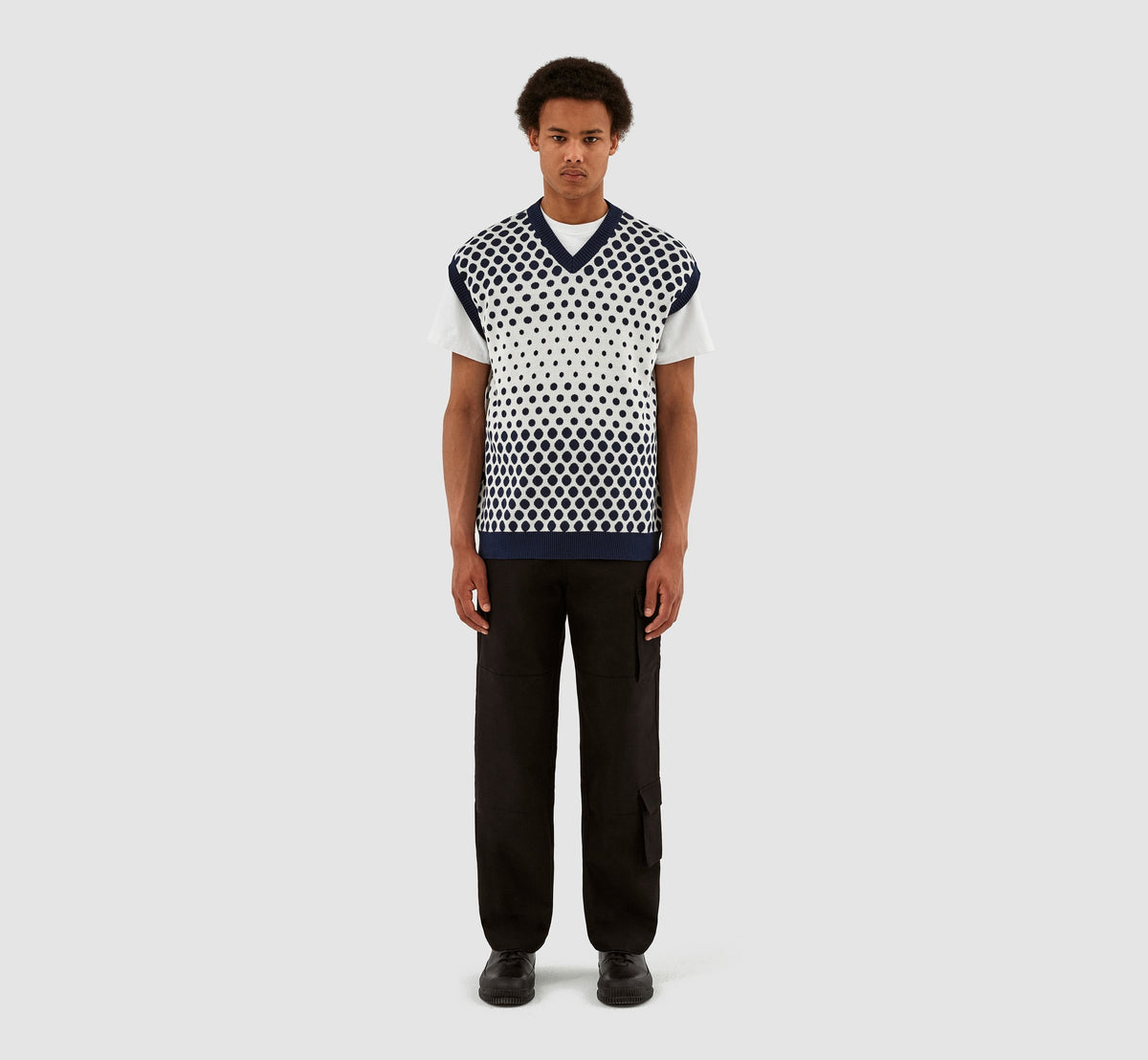 Tricot à pois Karl - Marine/Crème