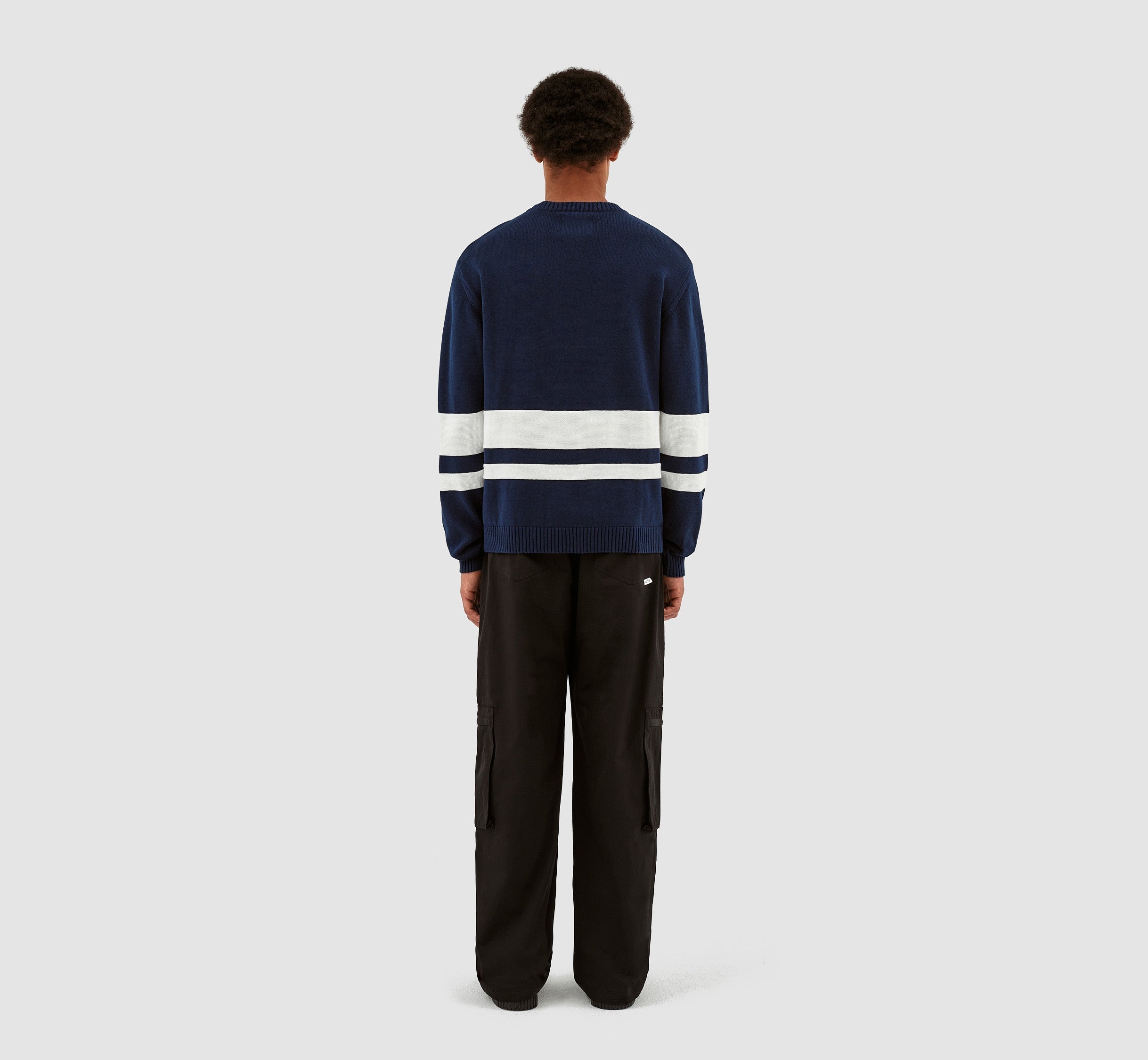 Pull en tricot rayé - Navy/White