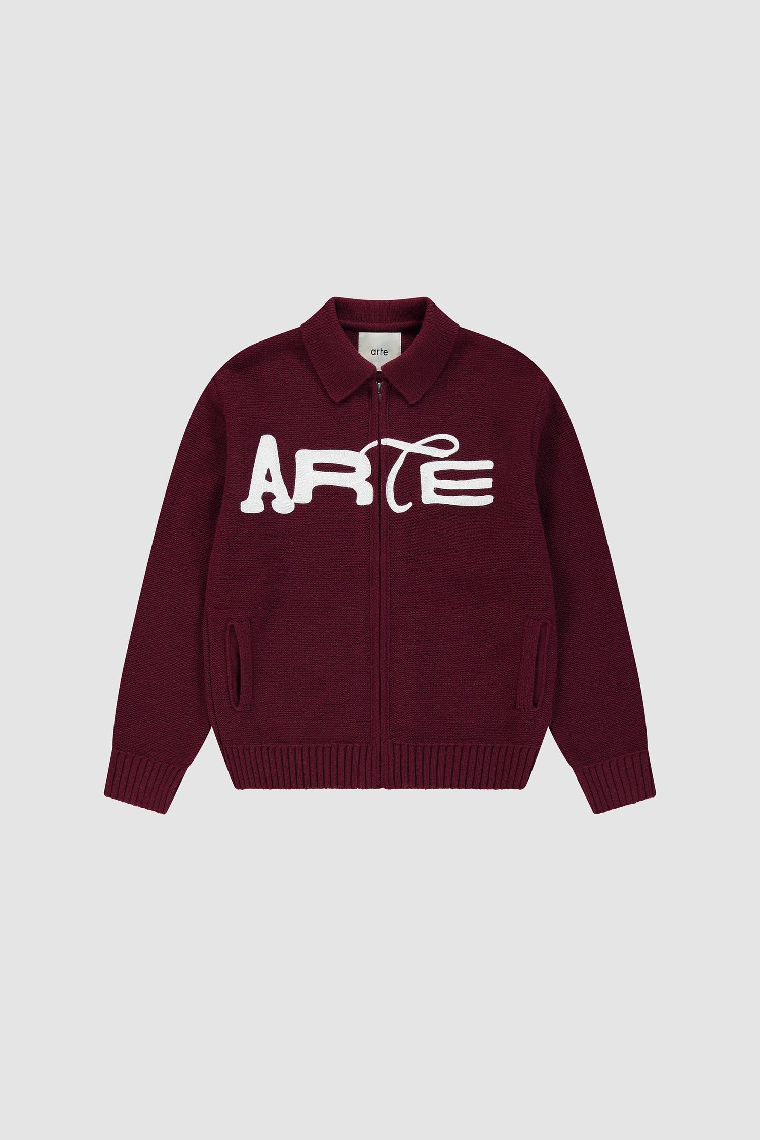 Cardigan zippé à motif pochoir - Bordeaux