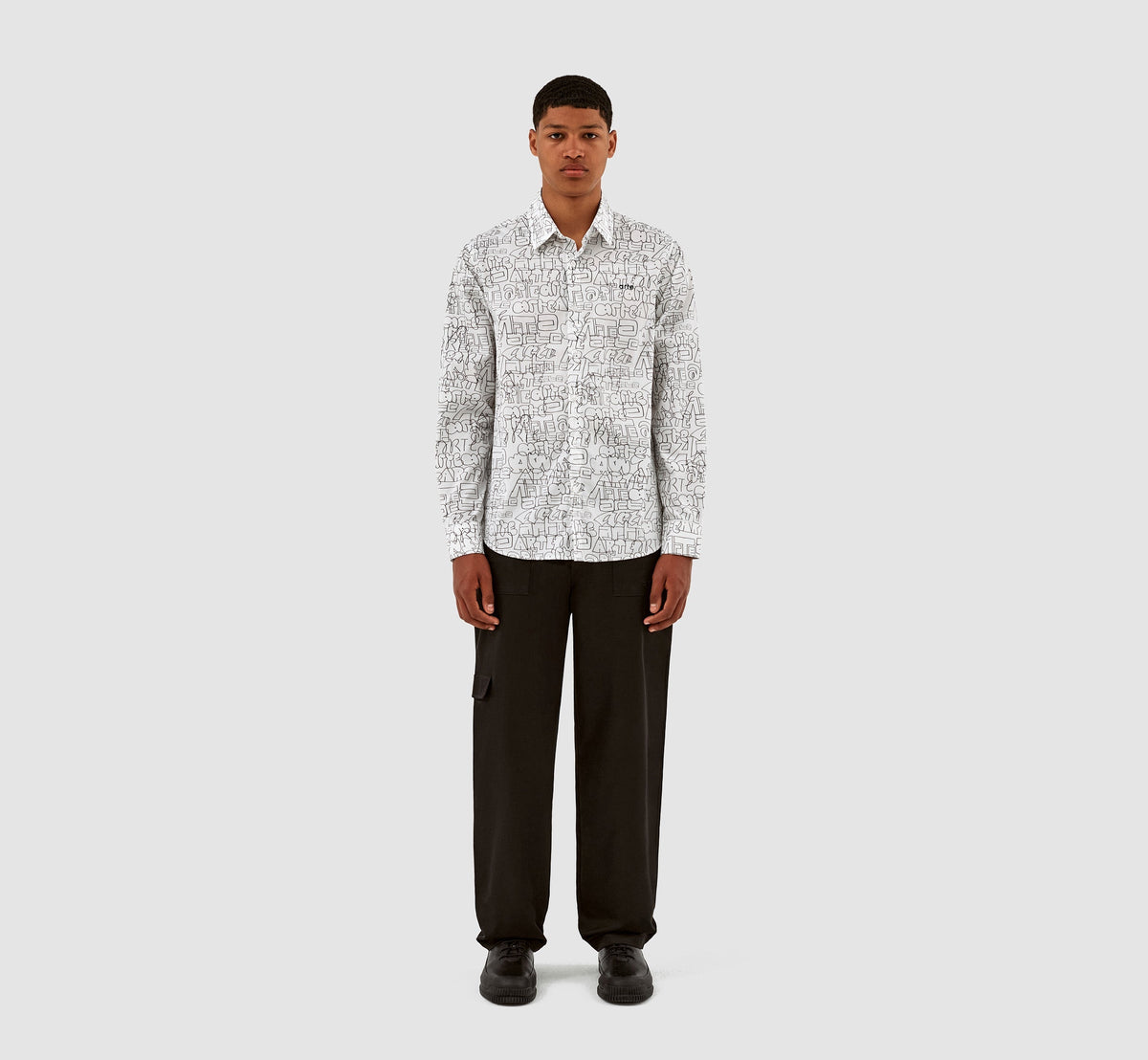 Chemise Stockton avec logo Allover - Blanc/Noir