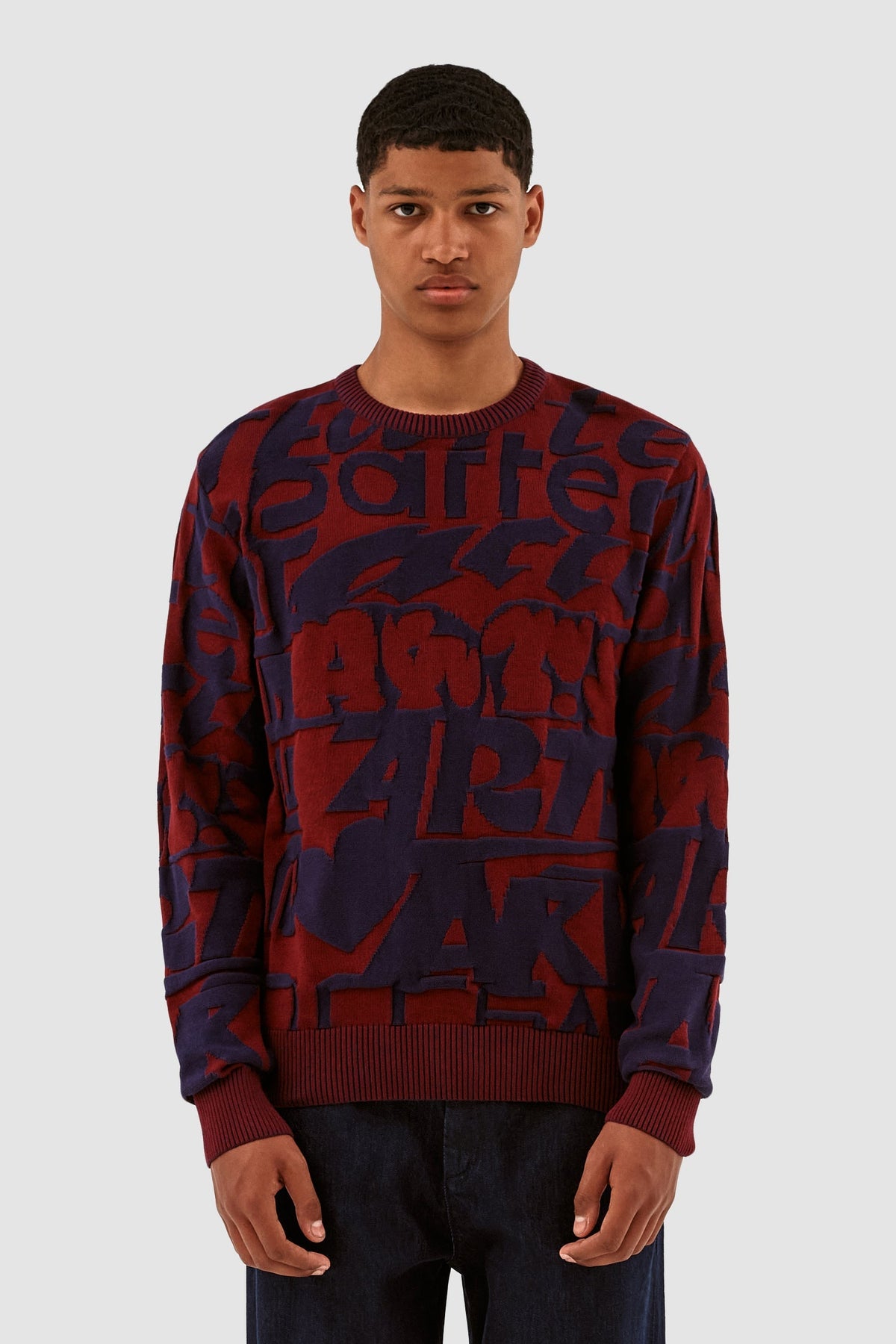 Kobe Allover Tag Knit - Bordeaux/Navy