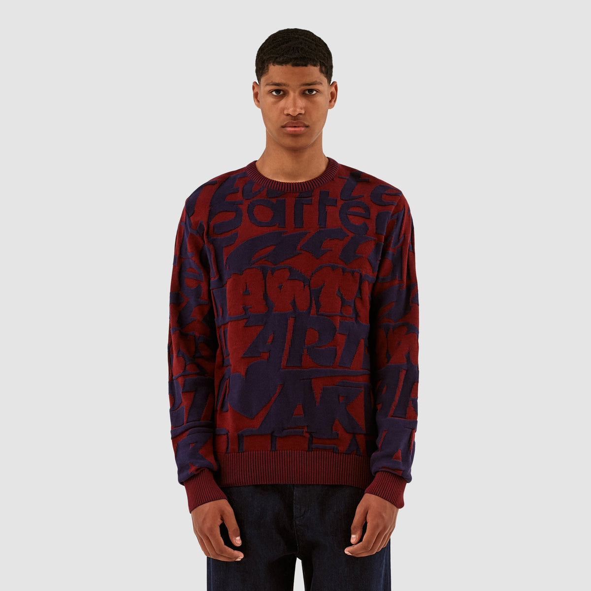 Kobe Allover Tag Knit - Bordeaux/Navy