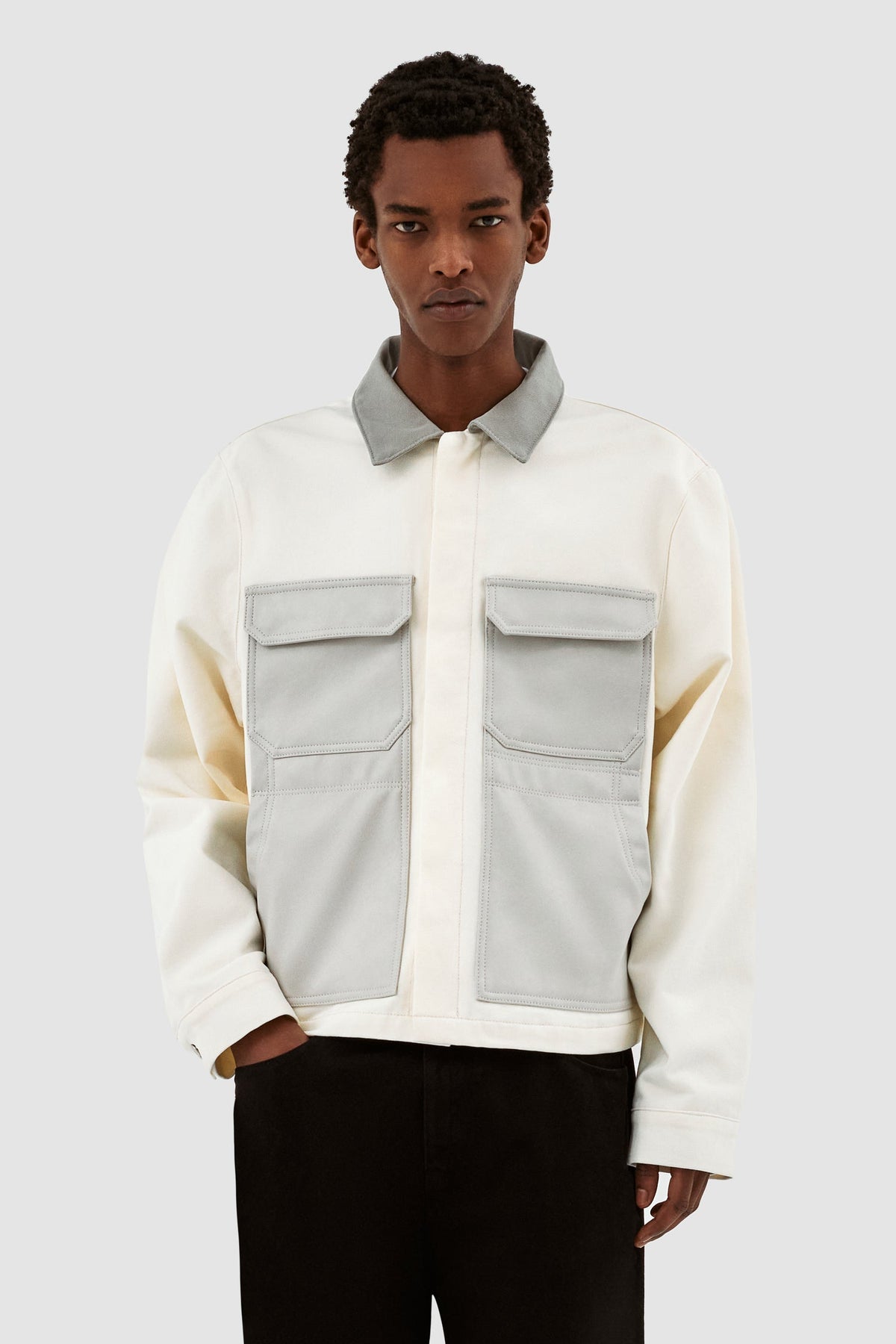 John Contrast Jacket - Crème/Gris