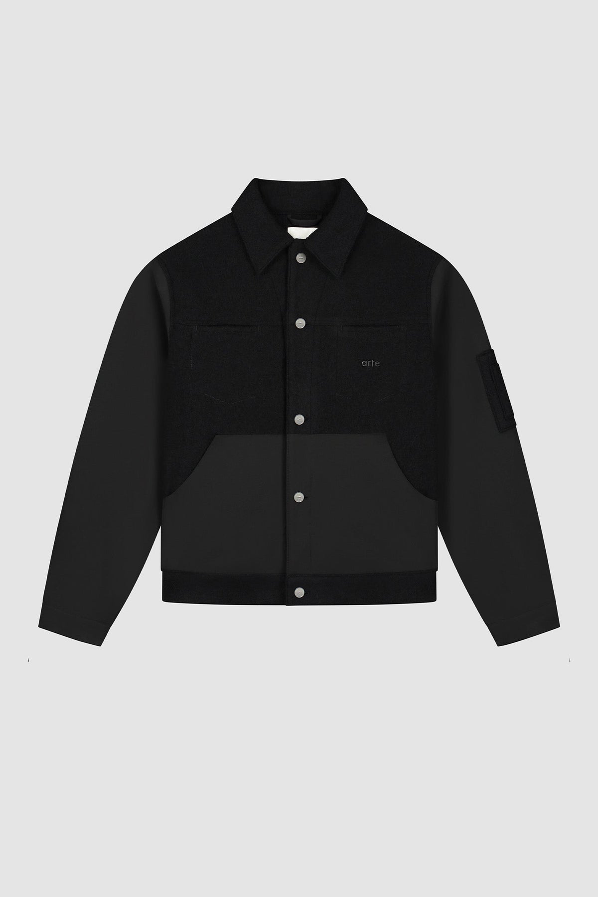 Veste combinée nylon/laine - Noir
