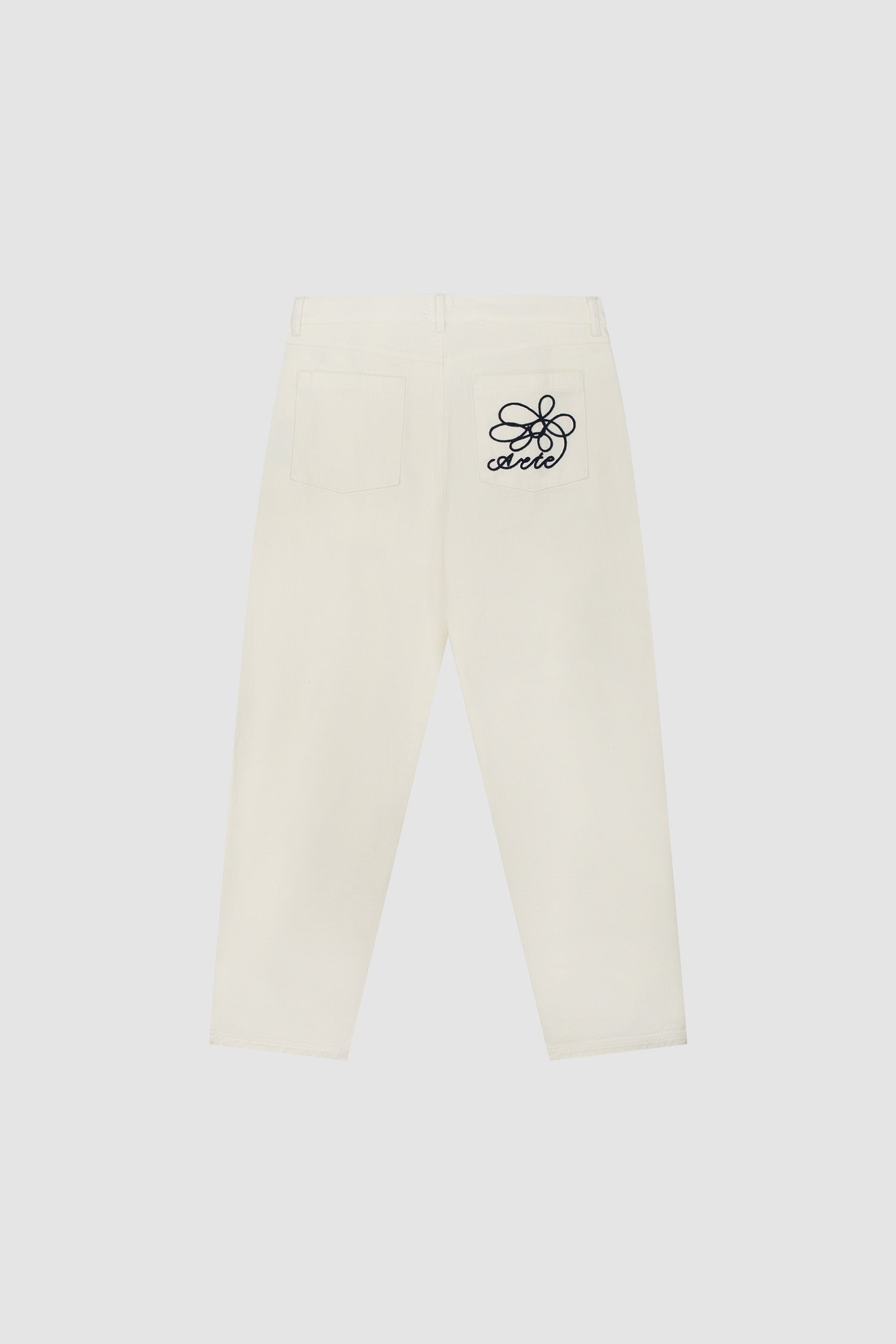 Pantalon à poches brodées - Crème