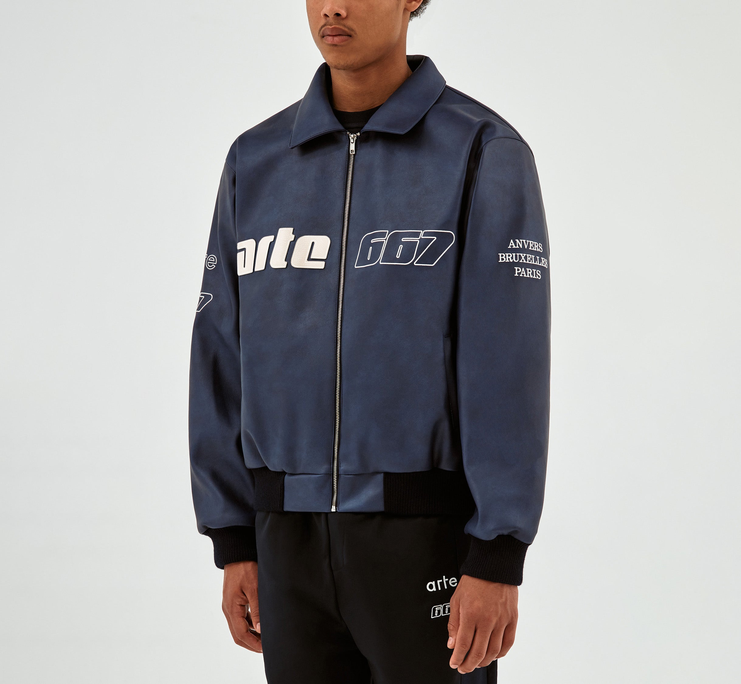667 Veste en cuir - Marine