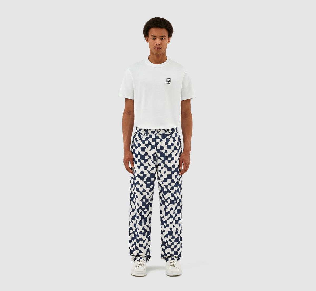 Pantalon Paul Abstract - Marine/Blanc