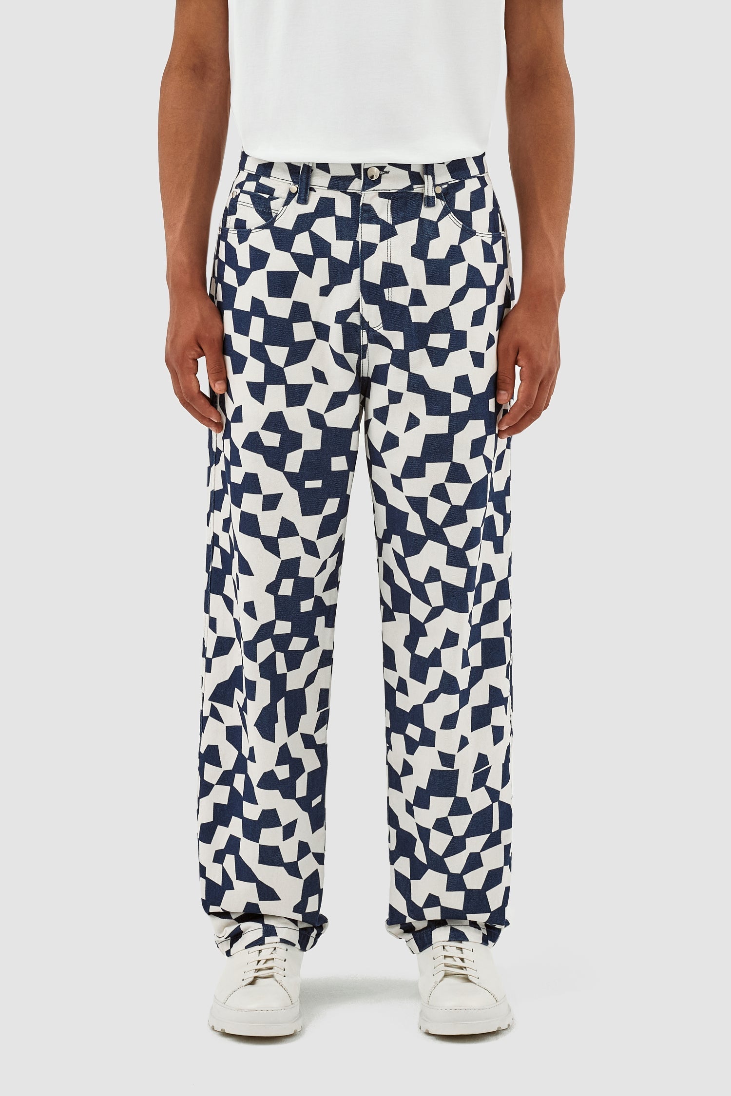 Pantalon Paul Abstract - Marine/Blanc