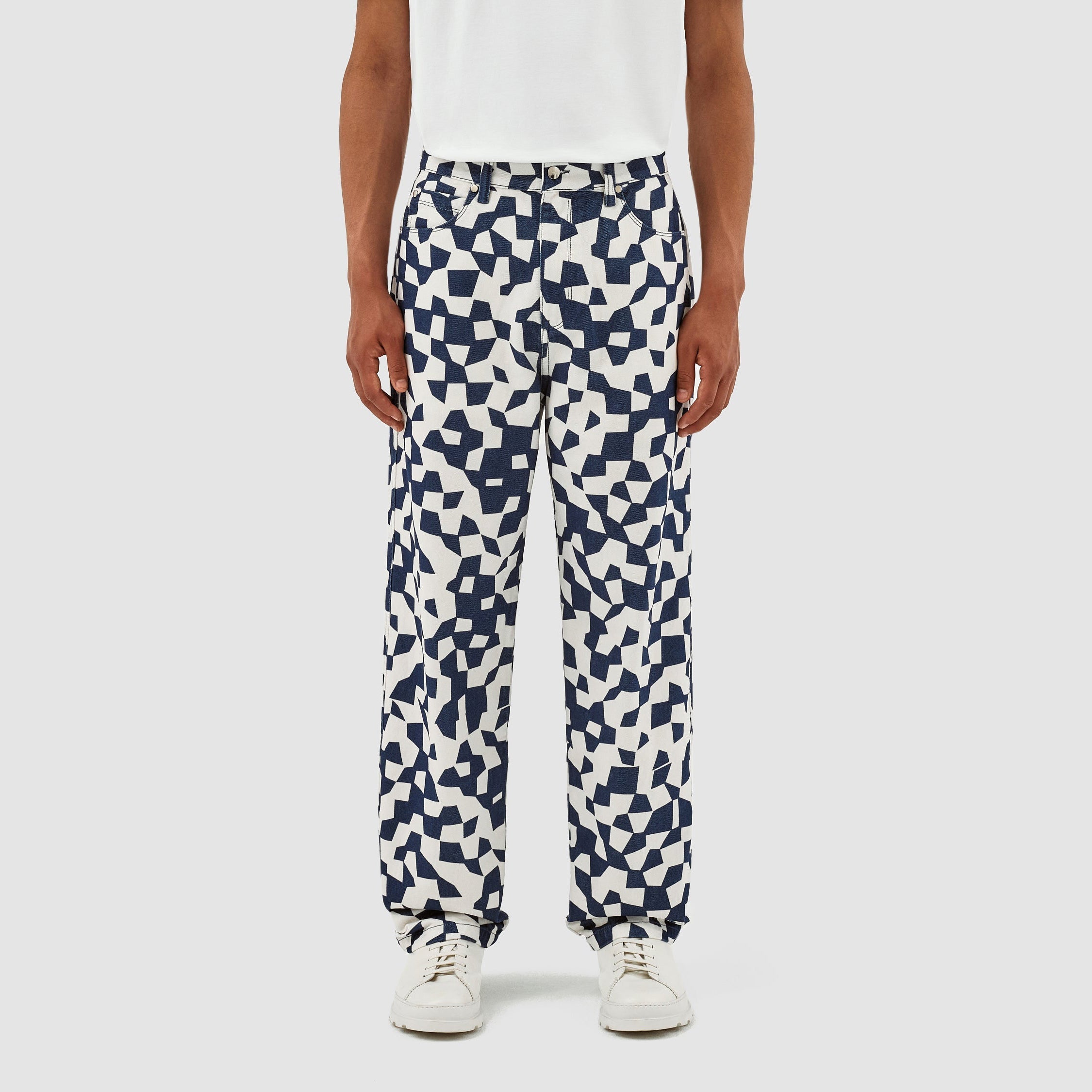 Pantalon Paul Abstract - Marine/Blanc