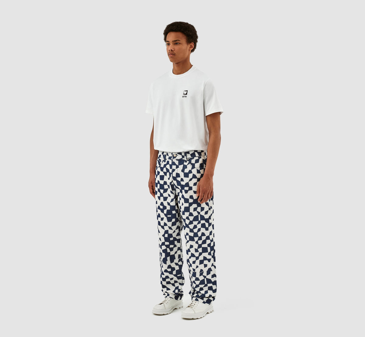 Pantalon Paul Abstract - Marine/Blanc