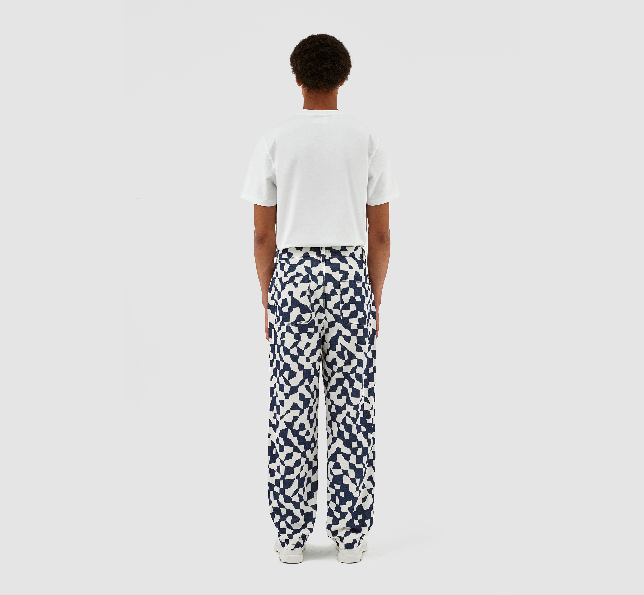 Pantalon Paul Abstract - Marine/Blanc