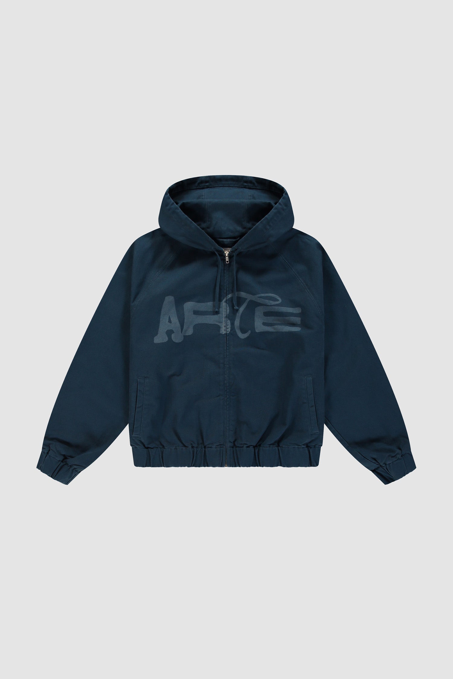 Veste à capuche en toile imprimée au pochoir - Bleu marine