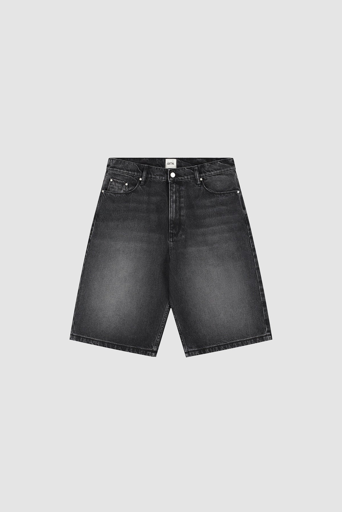 Short en denim à poches rondes - Noir délavé