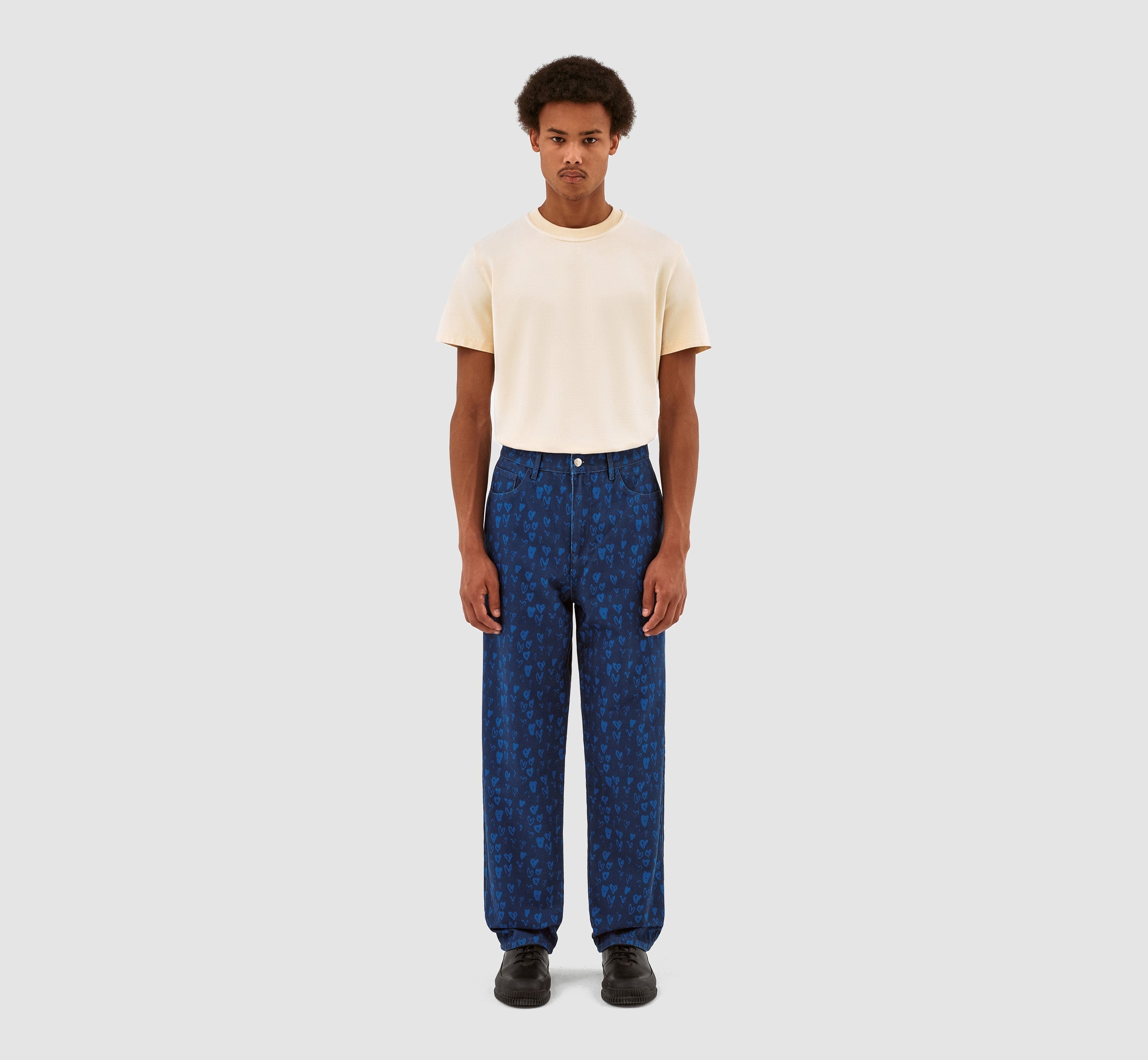 Pantalon Jean Allover Heart - Navy/Blue