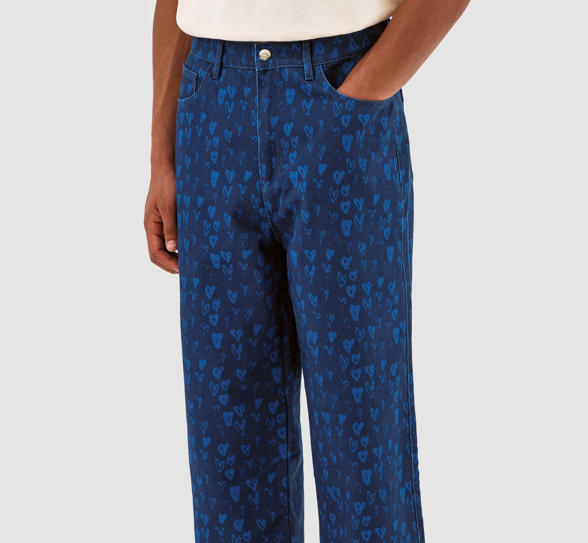 Pantalon Jean Allover Heart - Navy/Blue