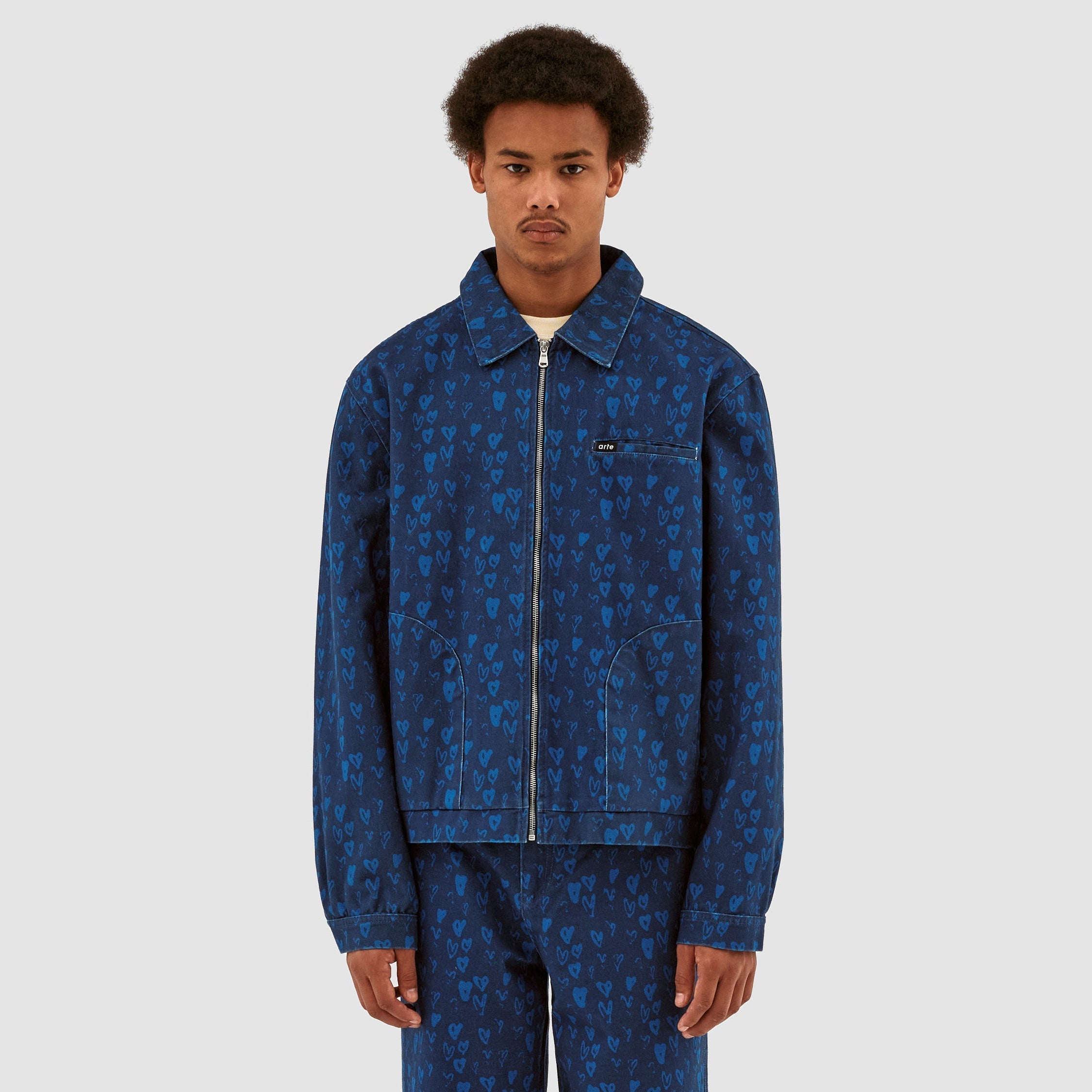 Veste Jean Allover Heart - Navy/Blue