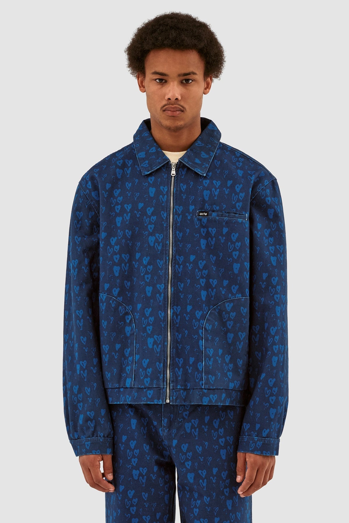 Veste Jean Allover Heart - Navy/Blue