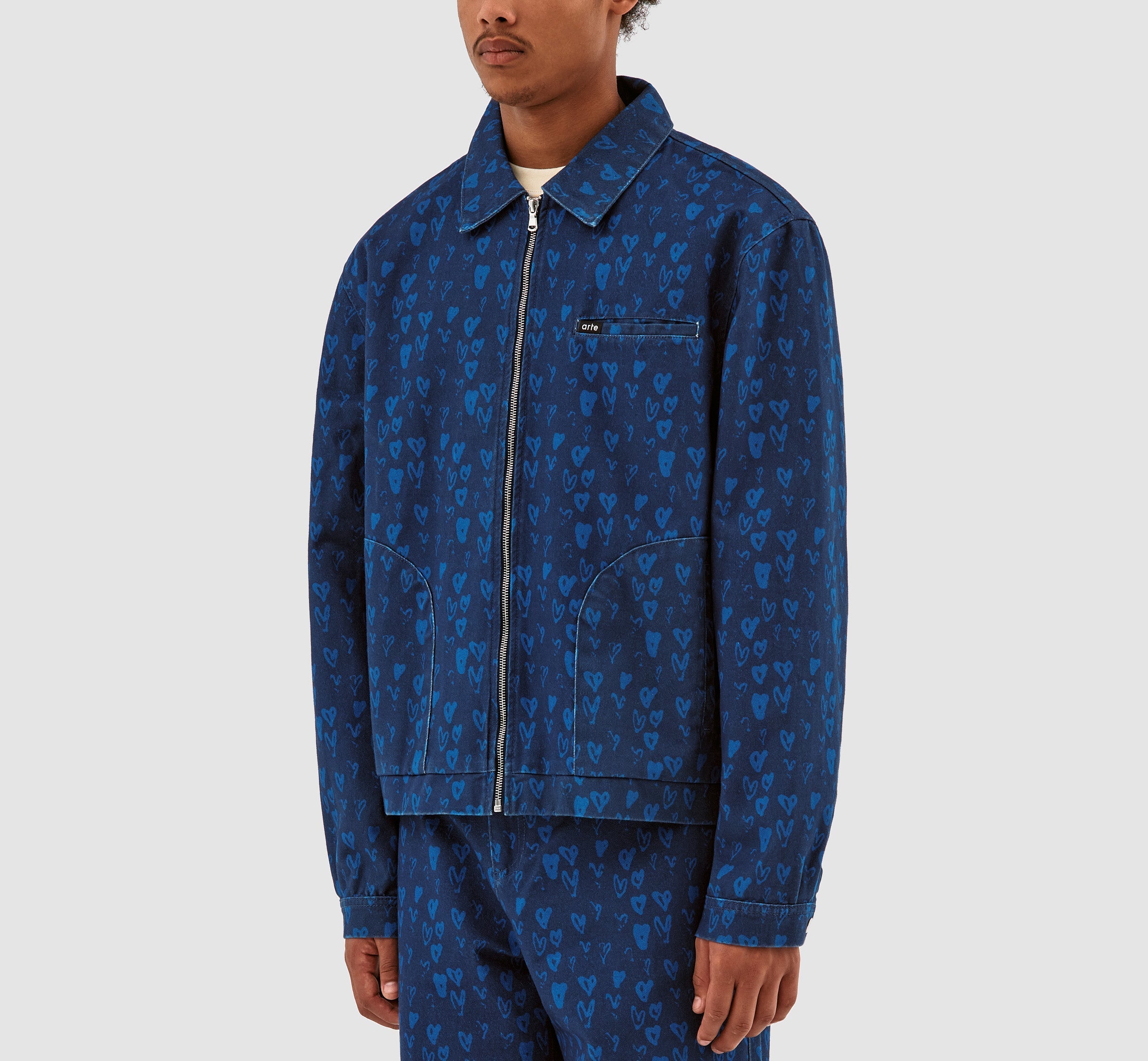 Veste Jean Allover Heart - Navy/Blue