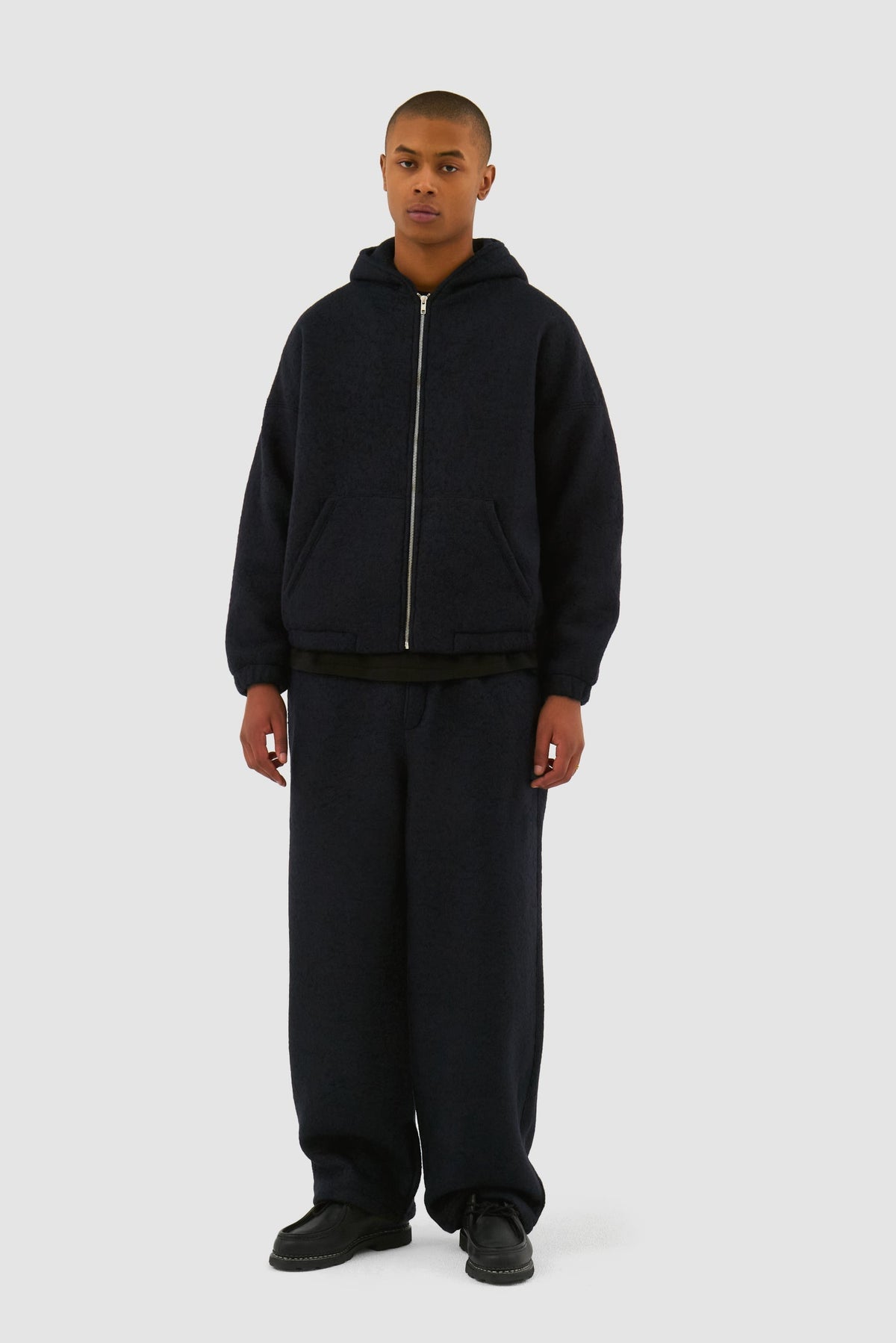 Pantalon en laine bouillie - Marine
