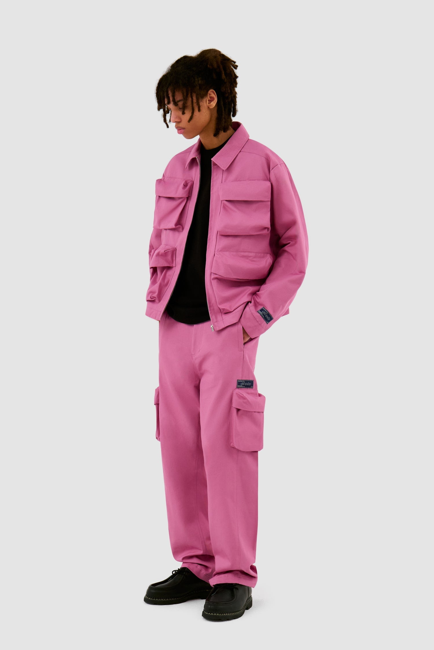 Veste en coton à poches 3D - Rose