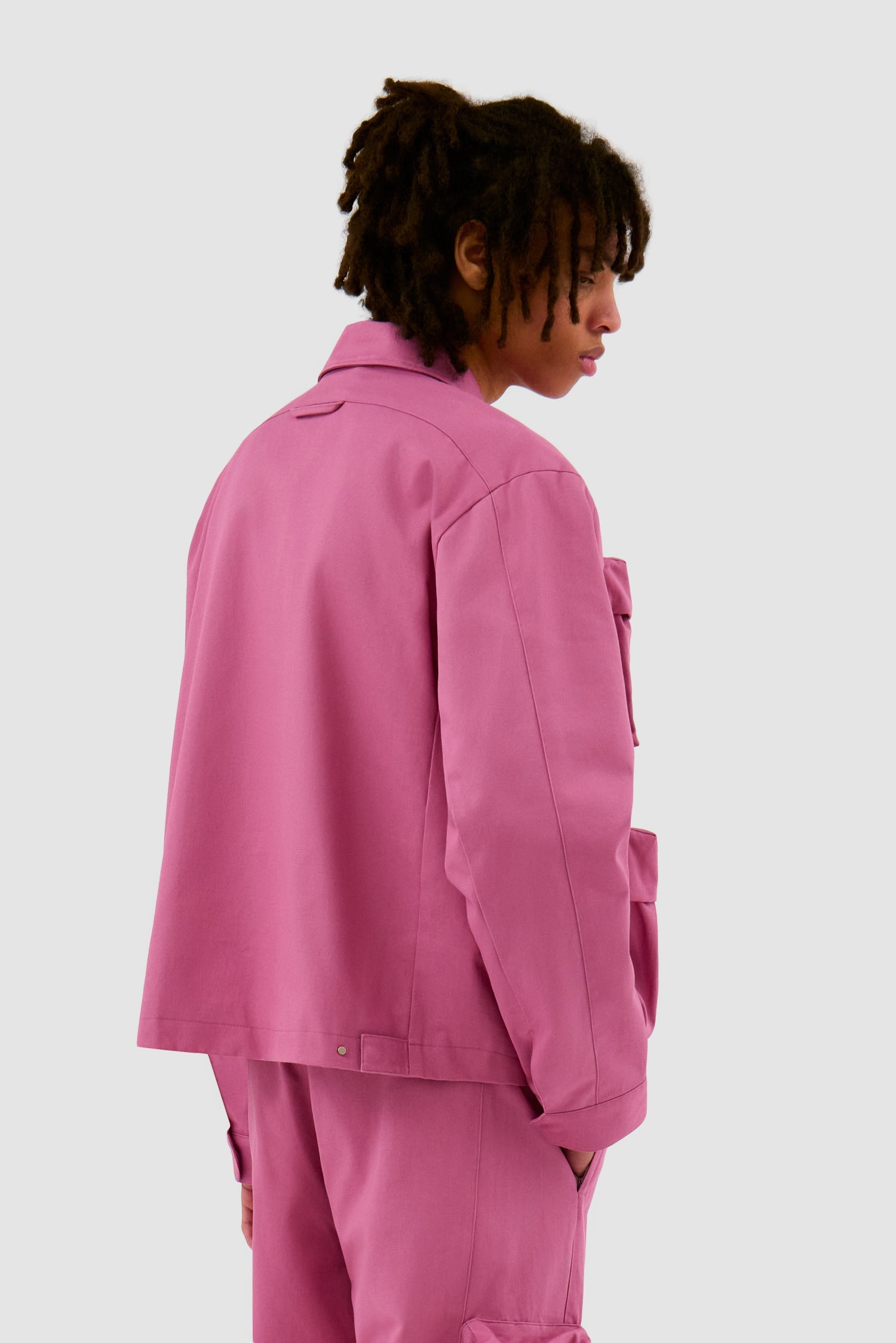 Veste en coton à poches 3D - Rose