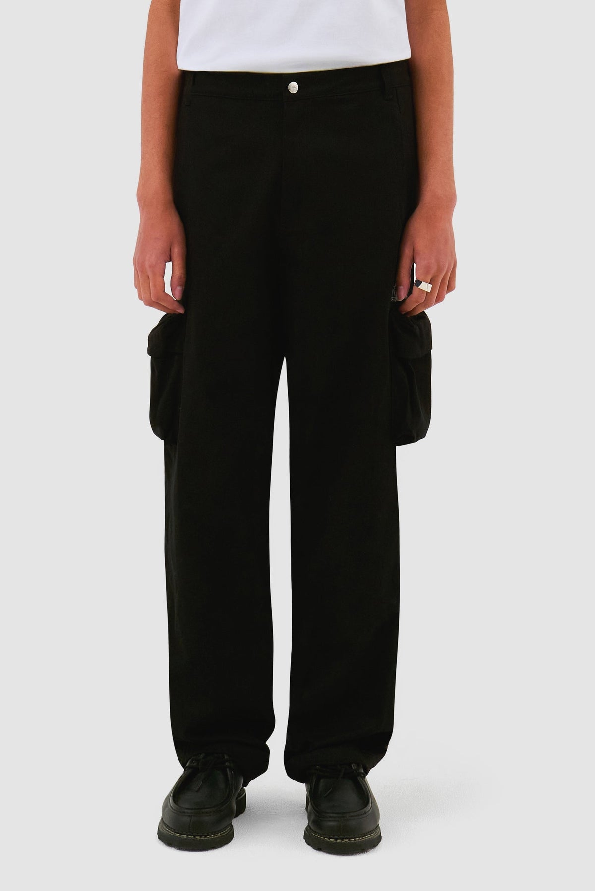 Pantalon en coton à poches 3D - Noir