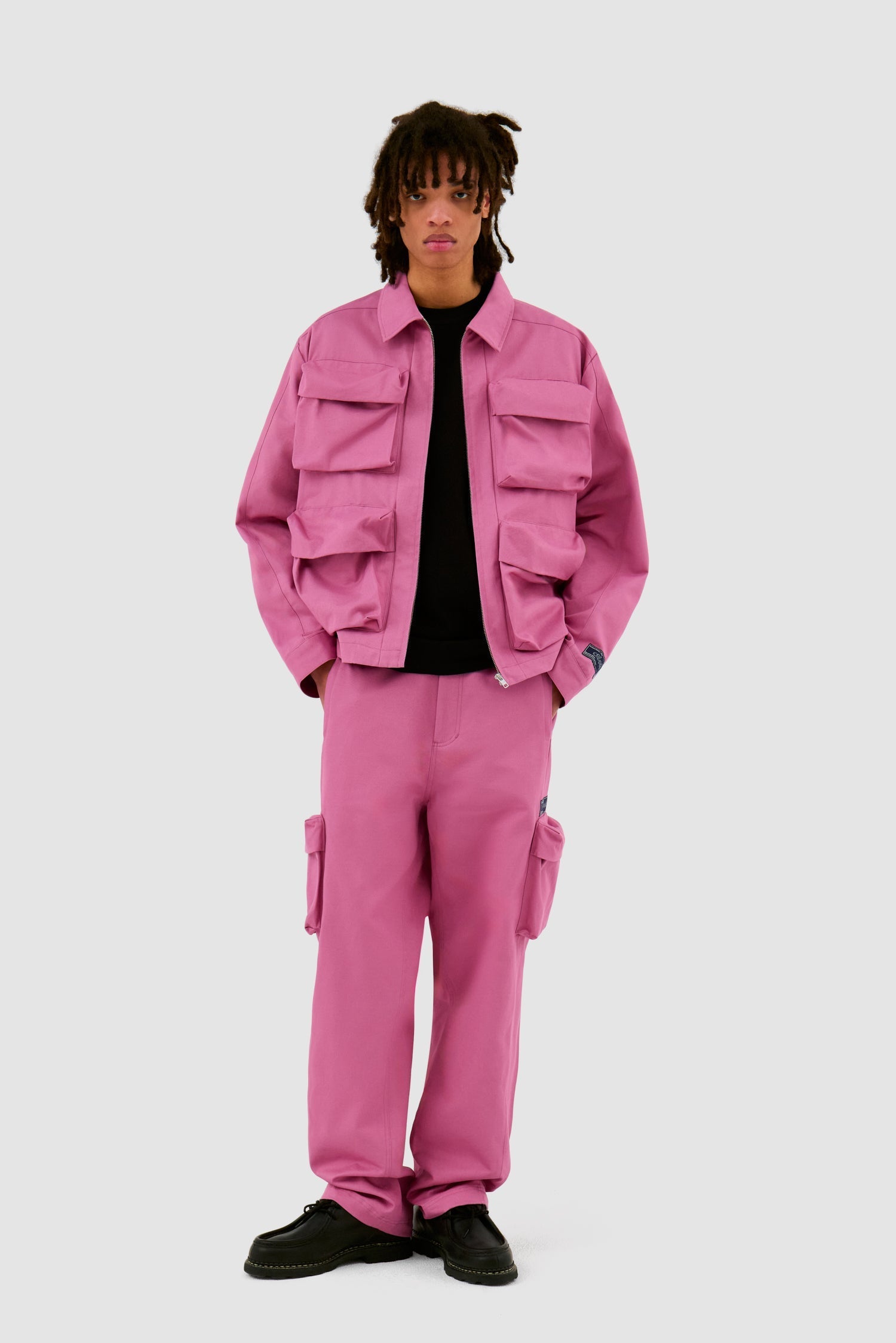 Pantalon en coton à poches 3D - Rose