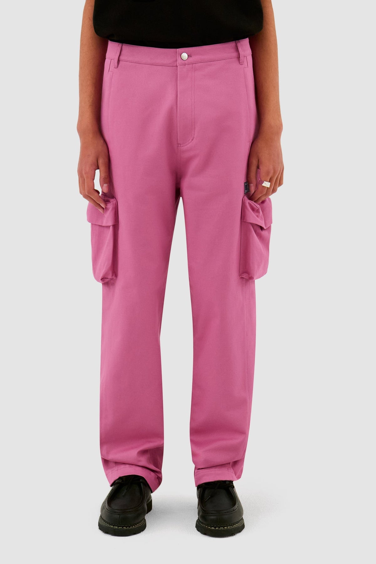 Pantalon en coton à poches 3D - Rose
