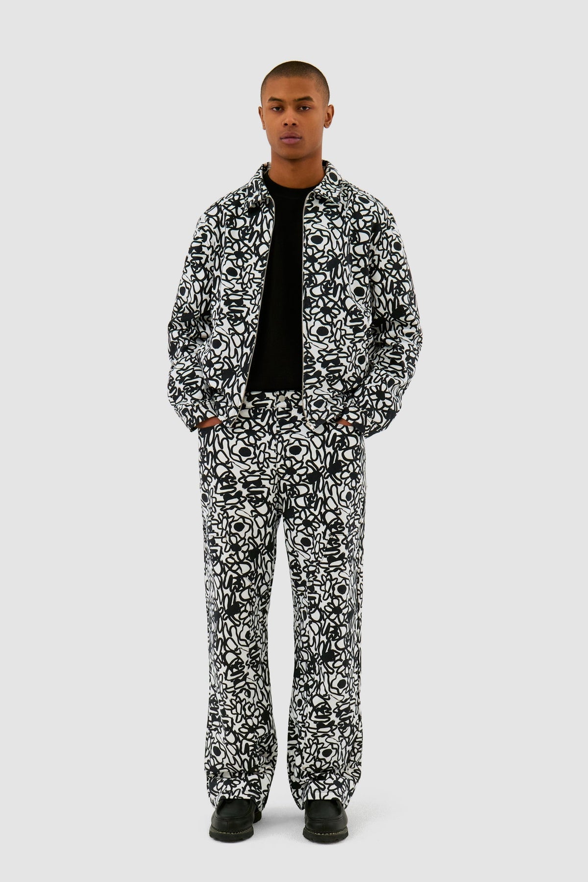 Pantalon Allover Flowers - Noir/Blanc