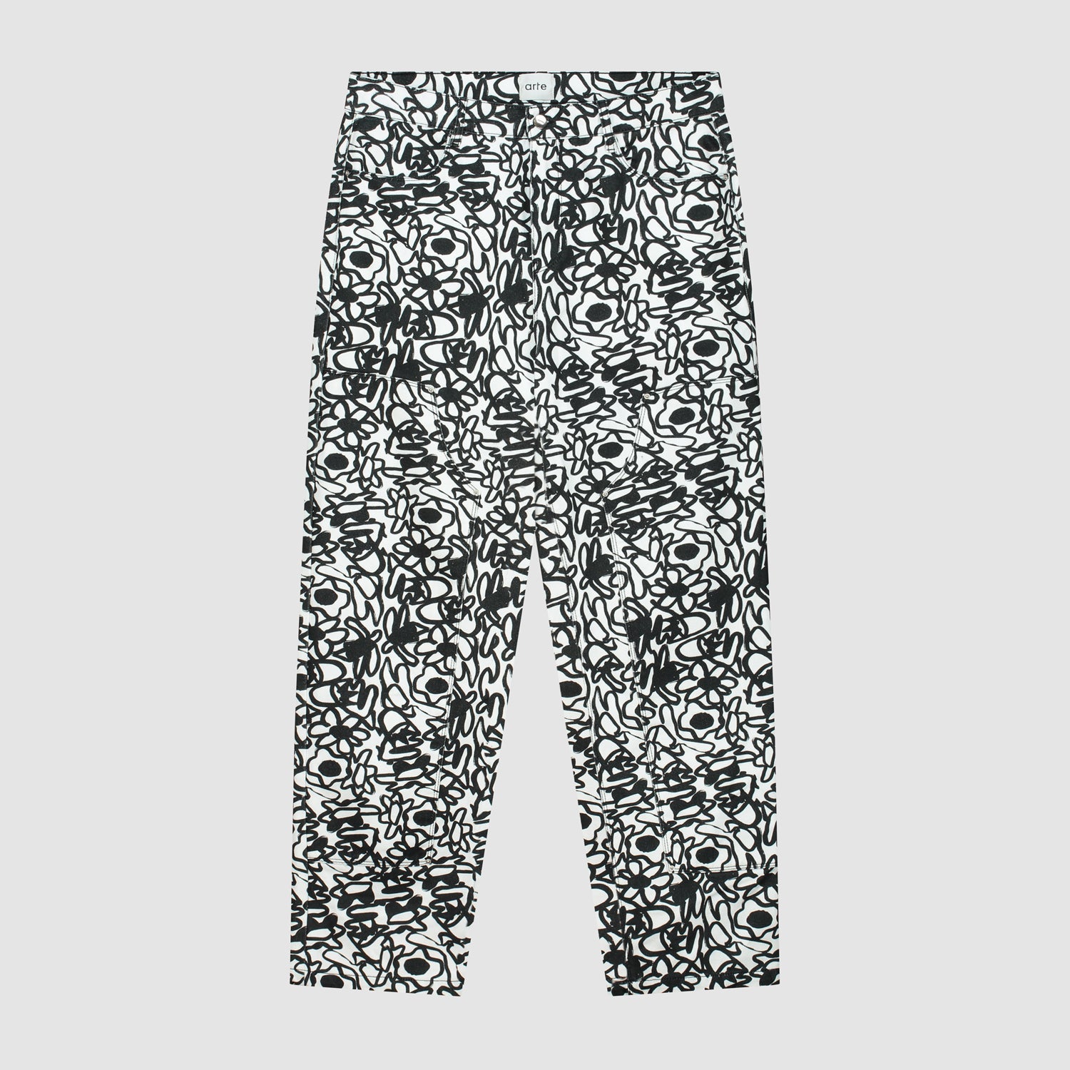 Pantalon Allover Flowers - Noir/Blanc