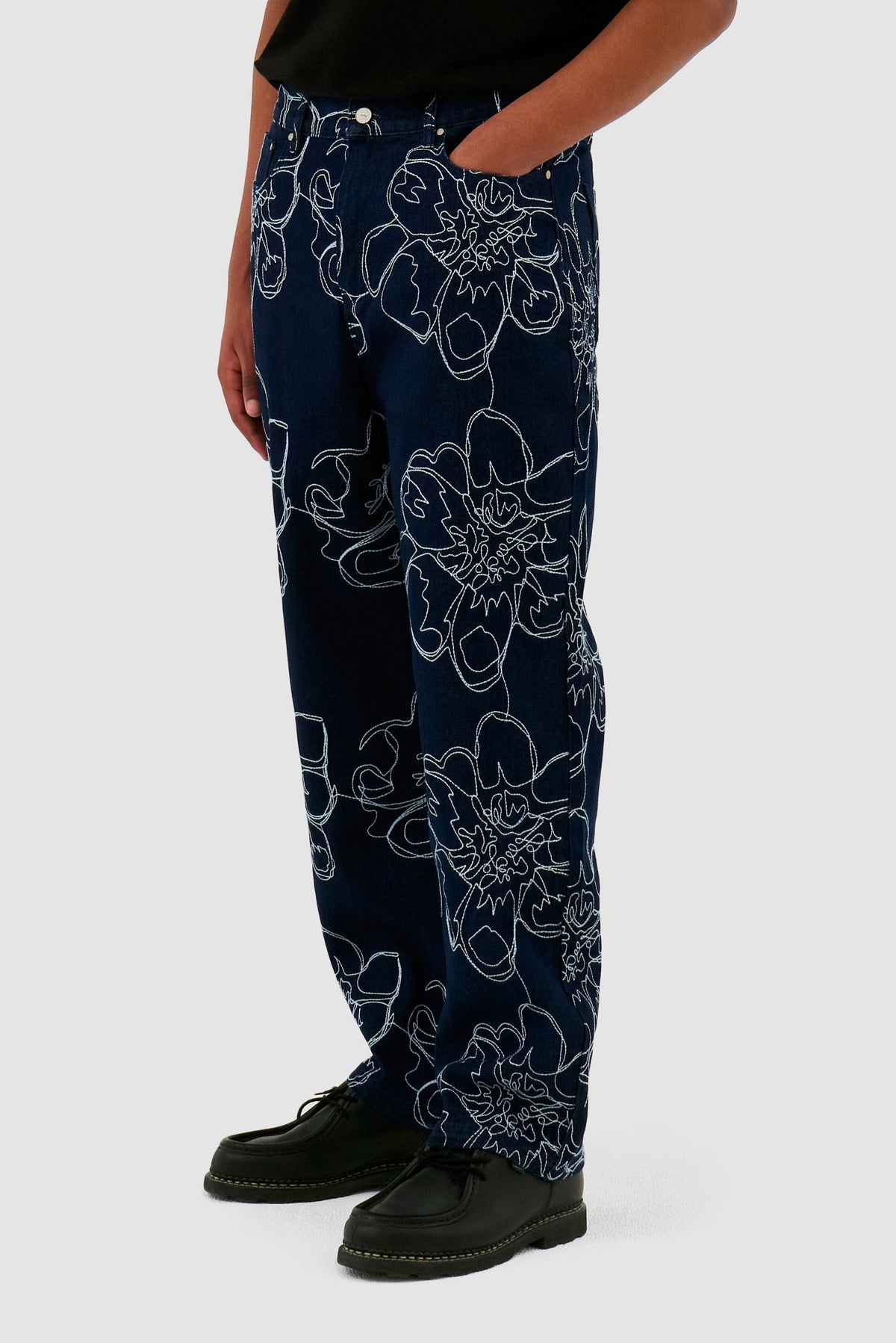 Pantalon à points de fleurs - Marine