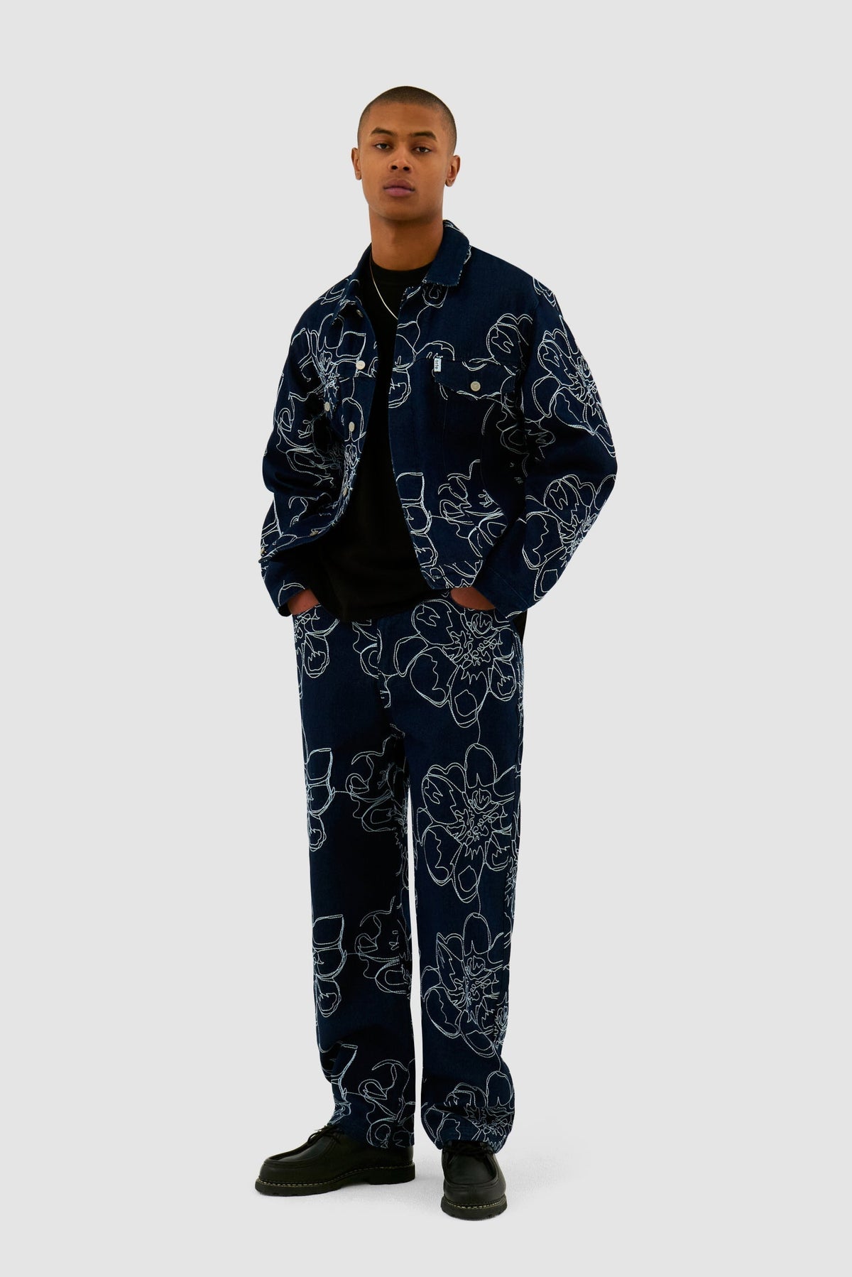 Pantalon à points de fleurs - Marine