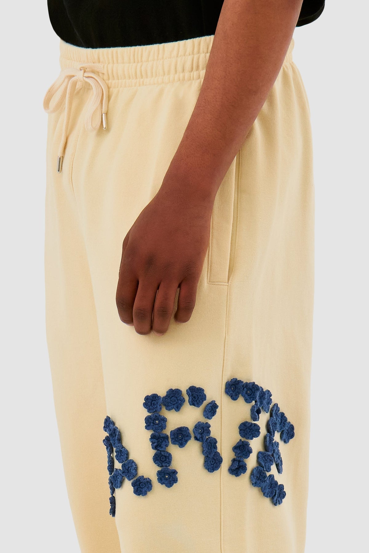 Pantalon à fleurs en crochet - Crème