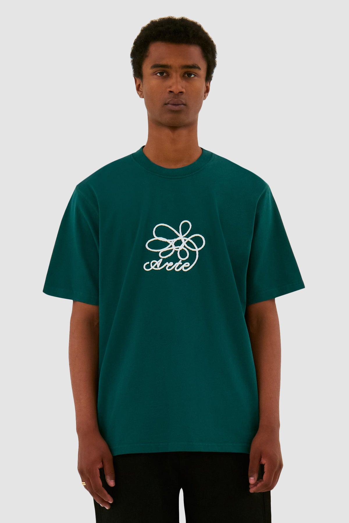 T-shirt brodé de fleurs - Vert
