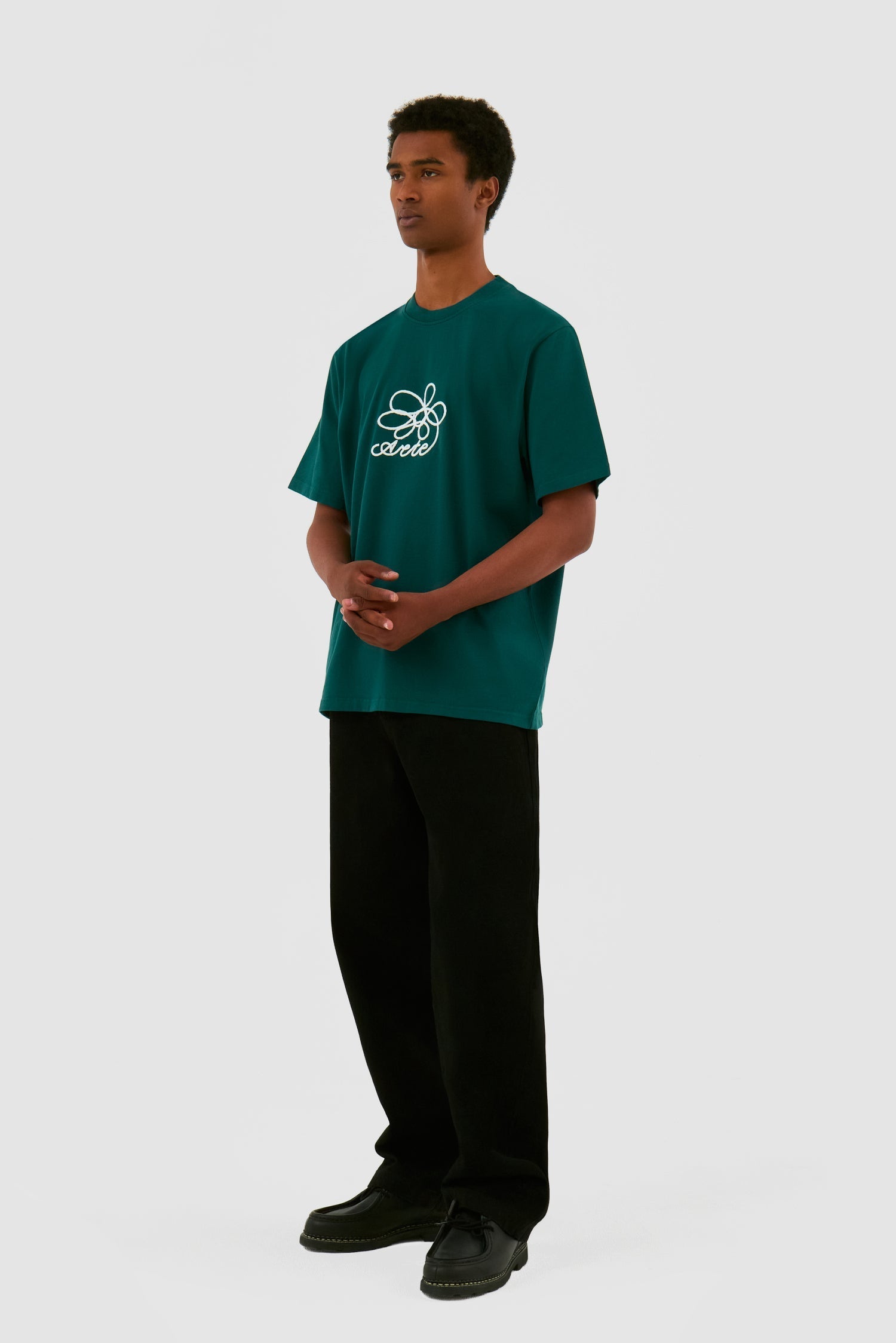 T-shirt brodé de fleurs - Vert