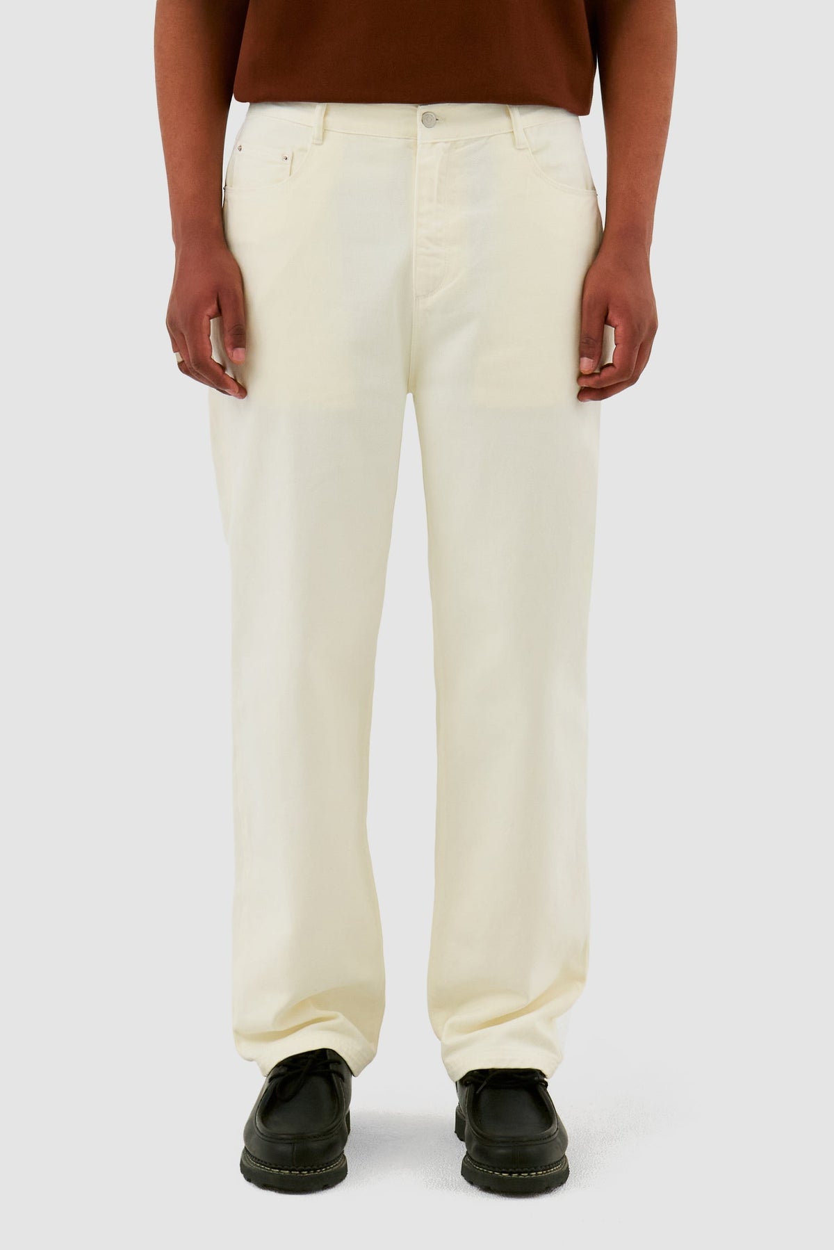 Pantalon à poches brodées - Crème