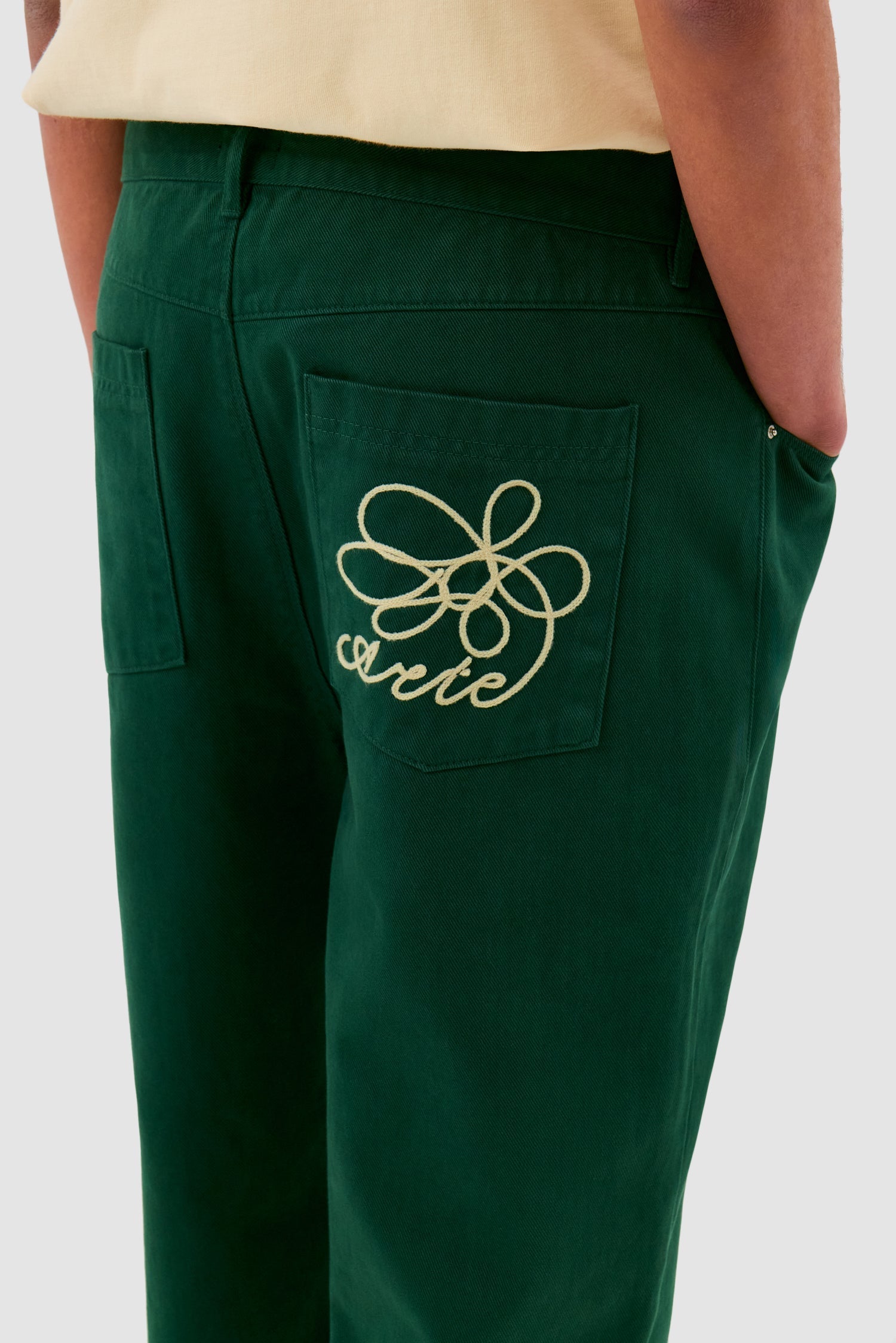 Pantalon à poches brodées - Vert