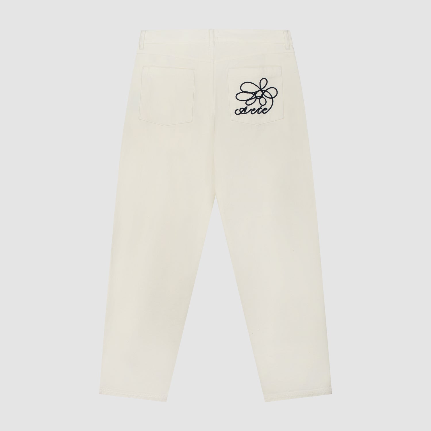 Pantalon à poches brodées - Crème