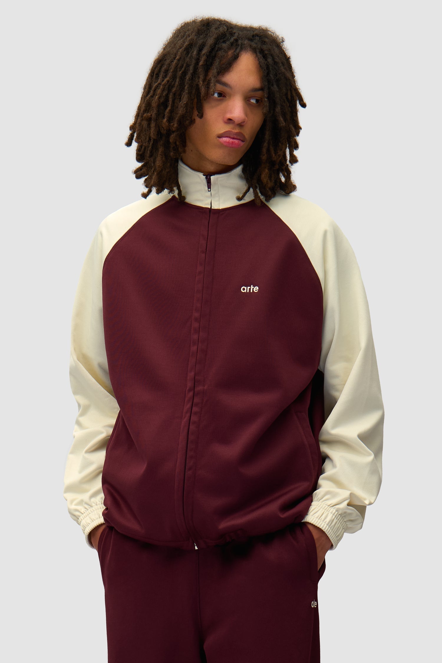 Top de survêtement cardé - Bordeaux/Crème