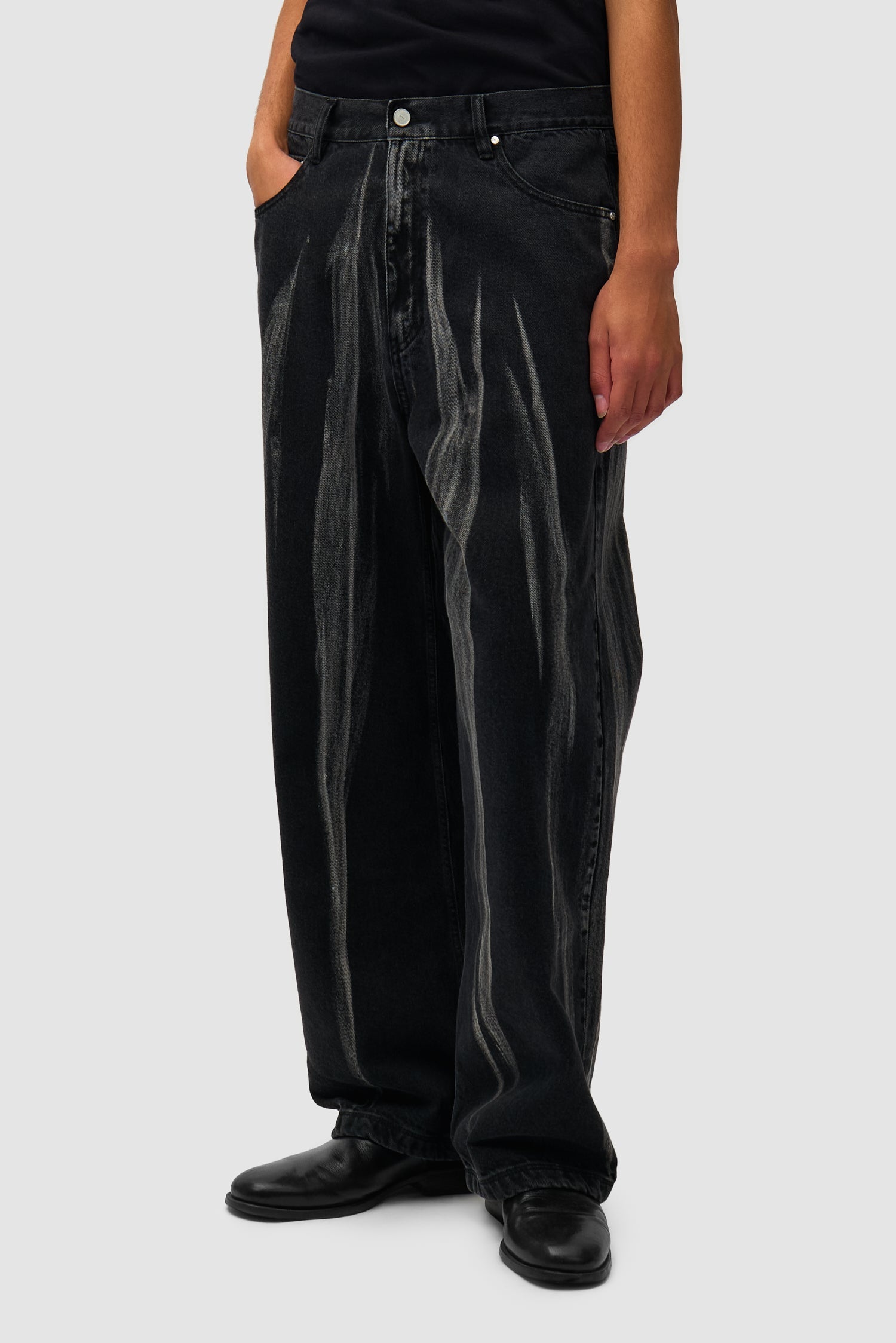 Pantalon en jean délavé - Denim noir