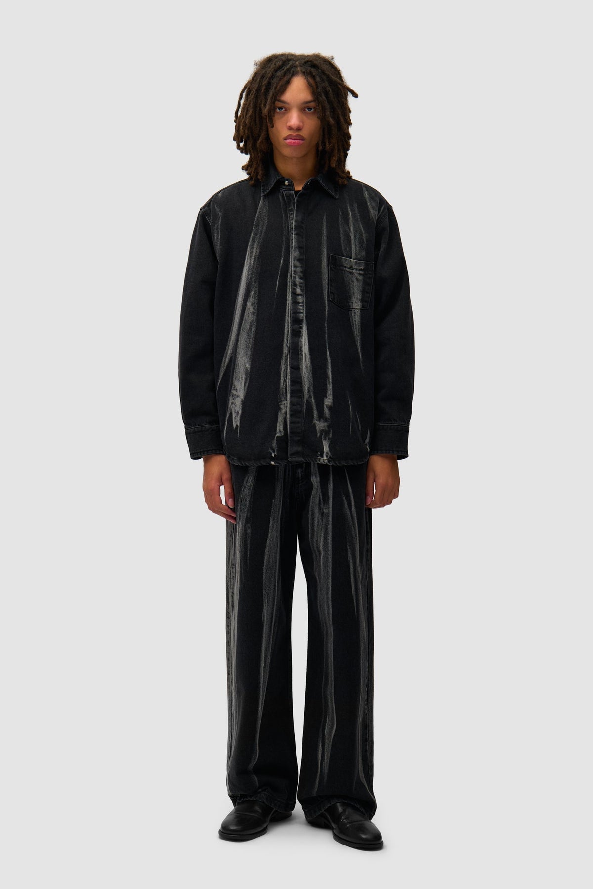 Pantalon en jean délavé - Denim noir