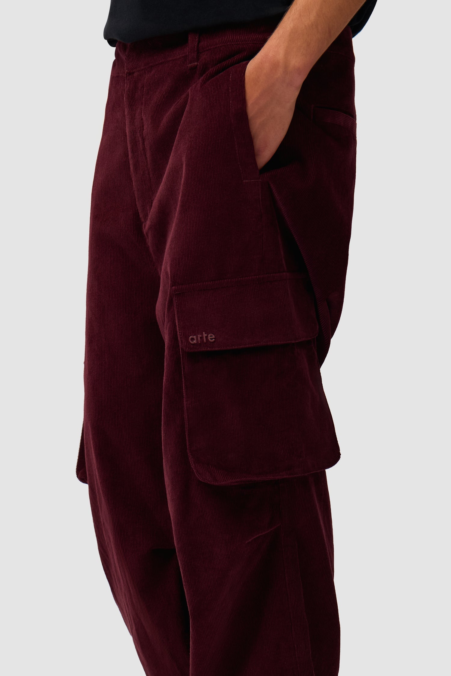 Pantalon cargo en velours côtelé - Bordeaux