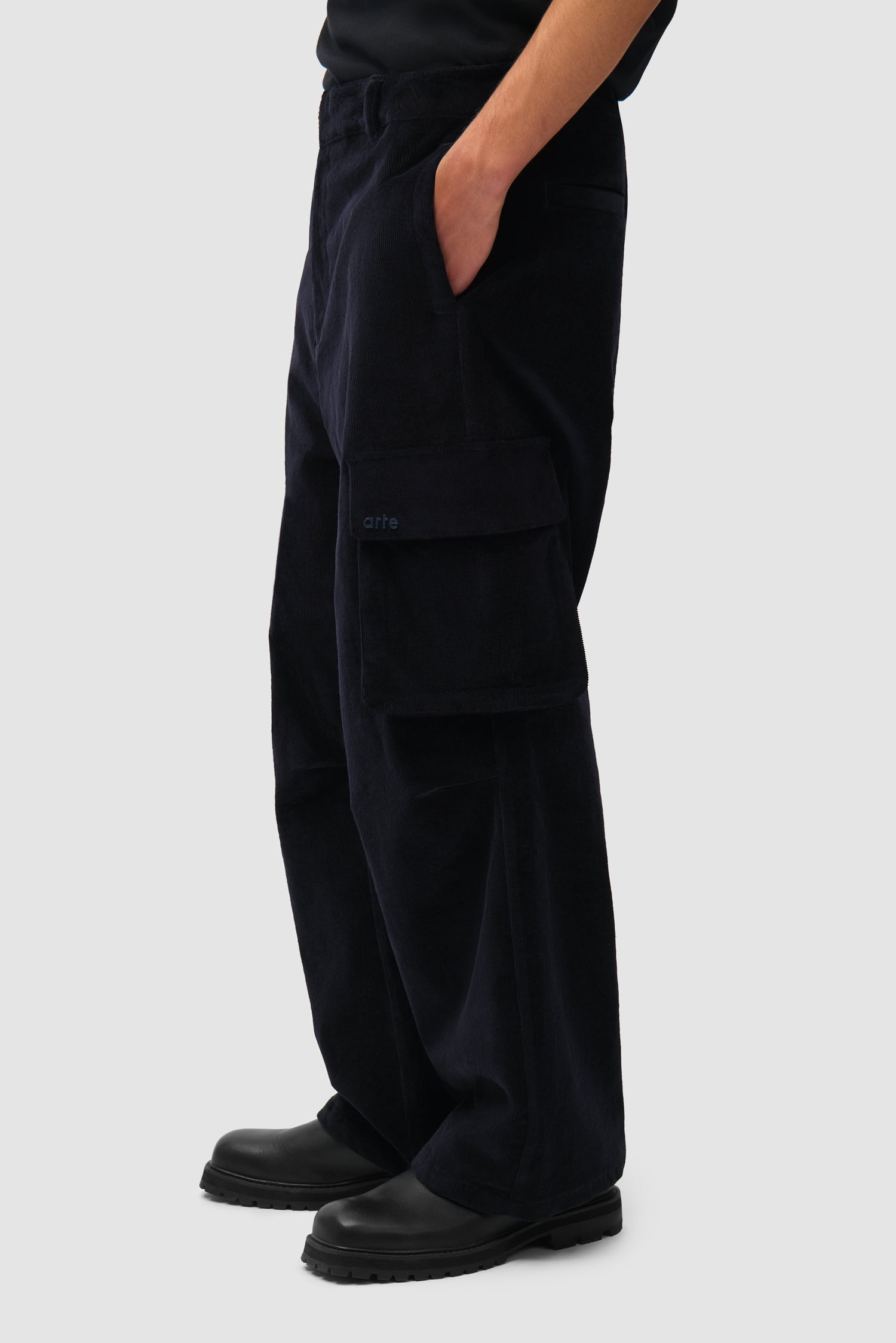Pantalon cargo en velours côtelé - Marine