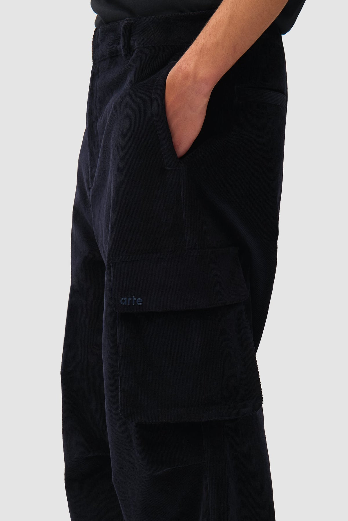 Pantalon cargo en velours côtelé - Marine