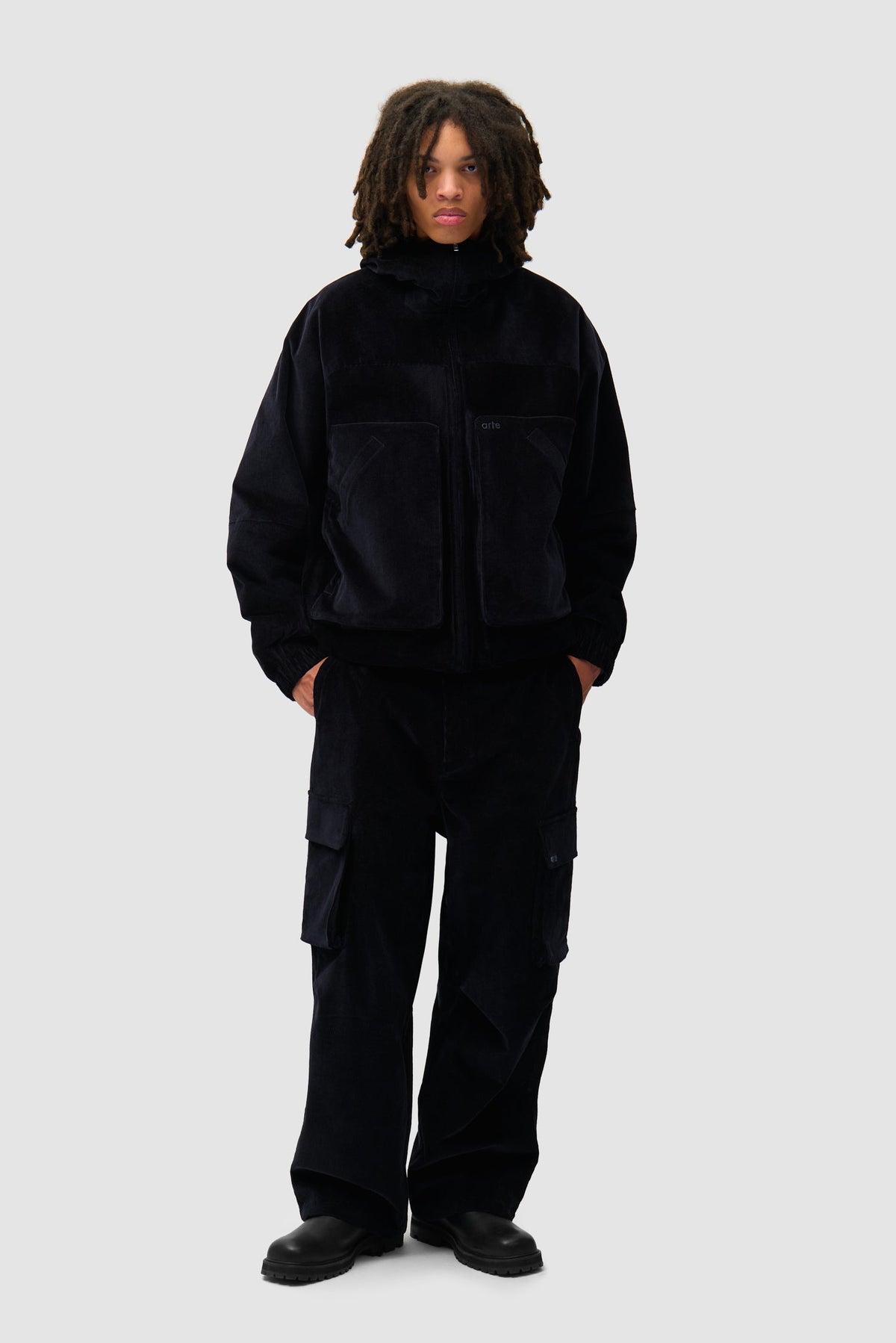 Pantalon cargo en velours côtelé - Marine